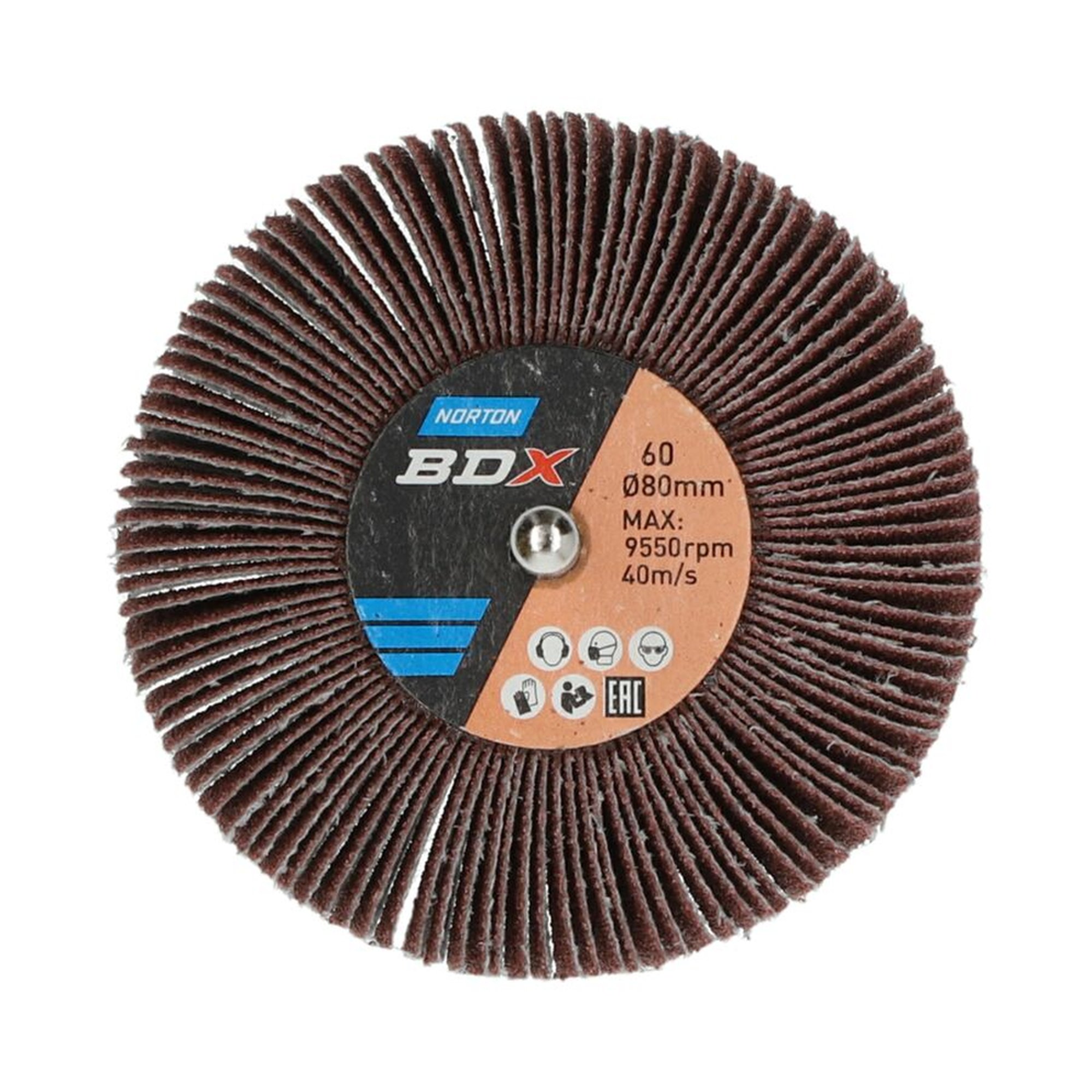 10 x Norton Fächerschleifer Schleifmop mit Schaft 80x50x6 R207 Korn 60