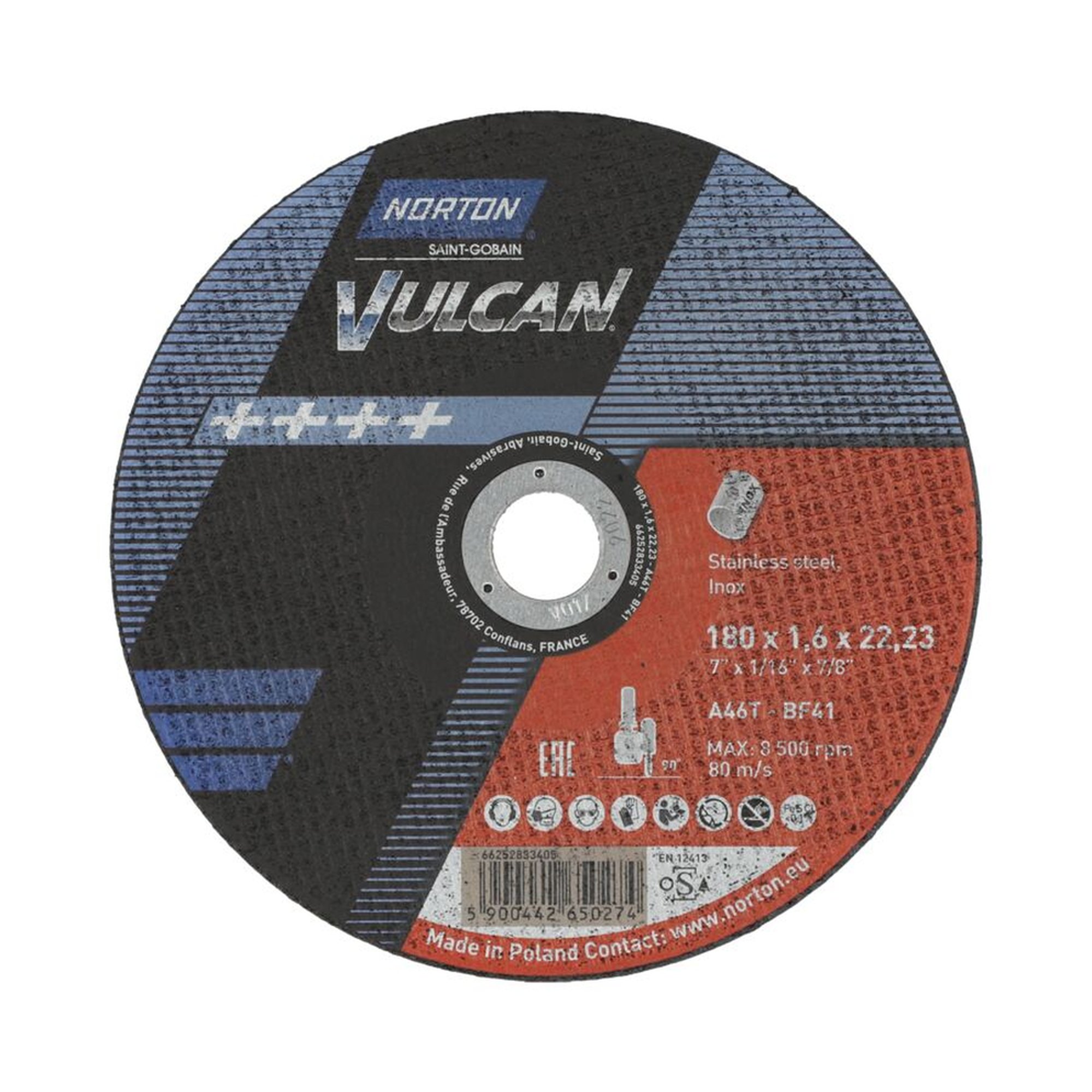 25 x Norton Trennscheibe 230x1,9x22,23mm A46T Inox Vulcan für Edelstahl schneiden
