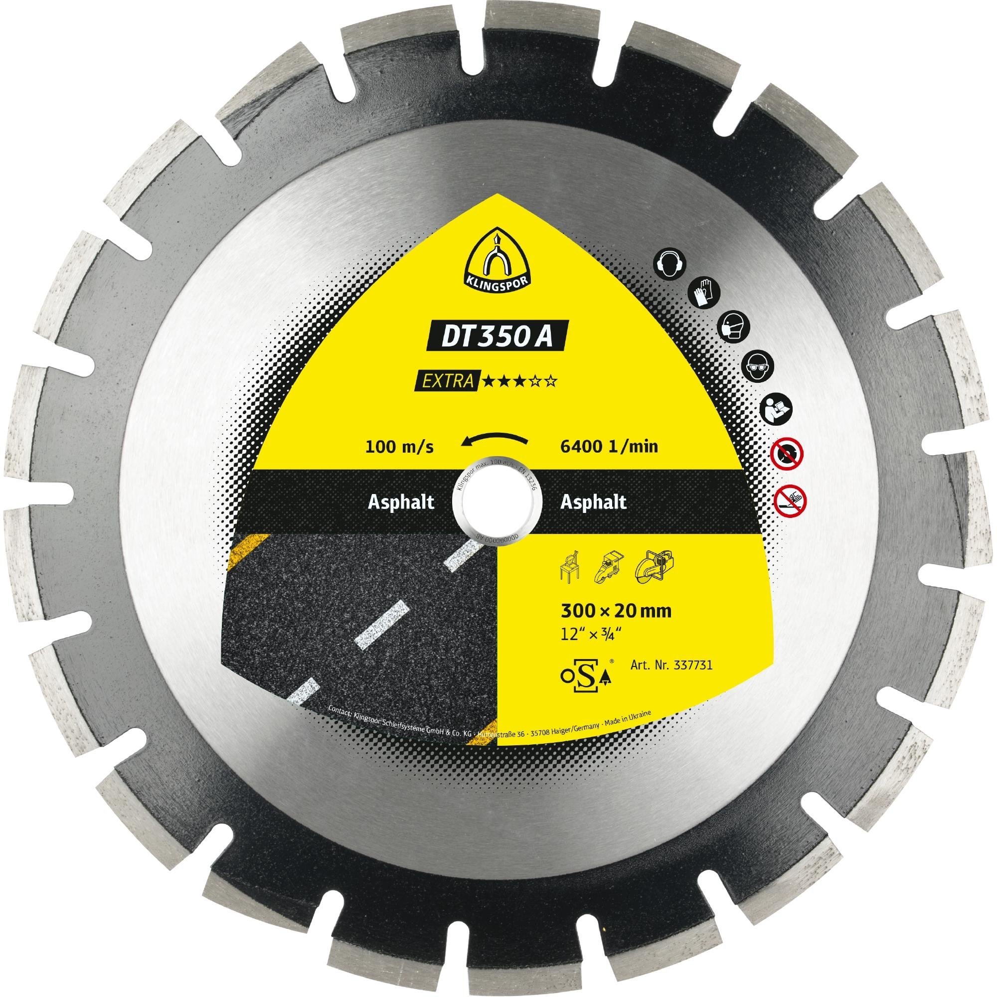 1 x Klingspor DT 350 A Diamanttrennscheiben, 450 x 3,7 x 25,4 mm 28 Segmente 40 x 3,7 x 10 mm, Weitverzahnt