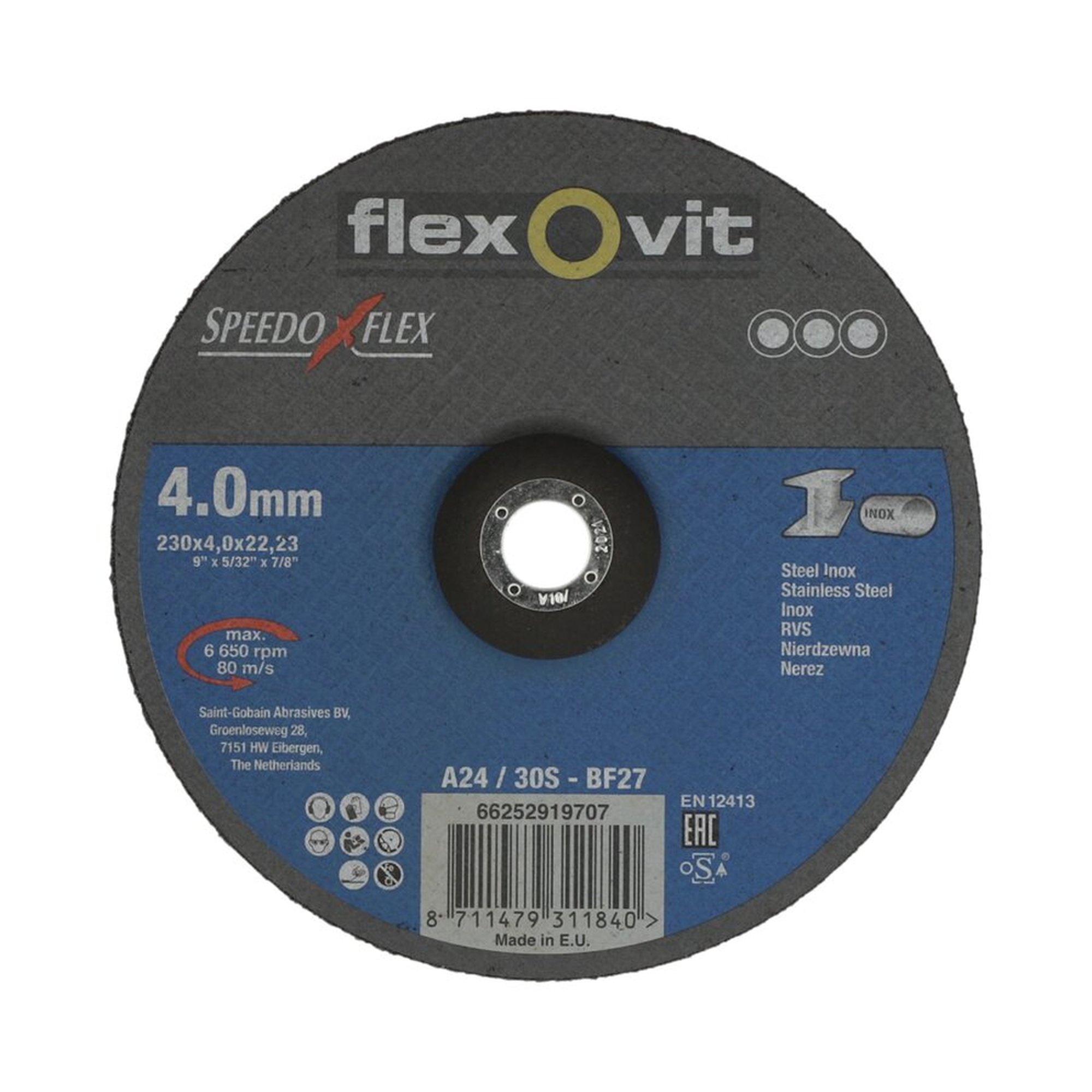 20 x Norton Flexovit SPEEDOFLEX Schruppscheibe Metall/Inox 230x4.2x22.23mm