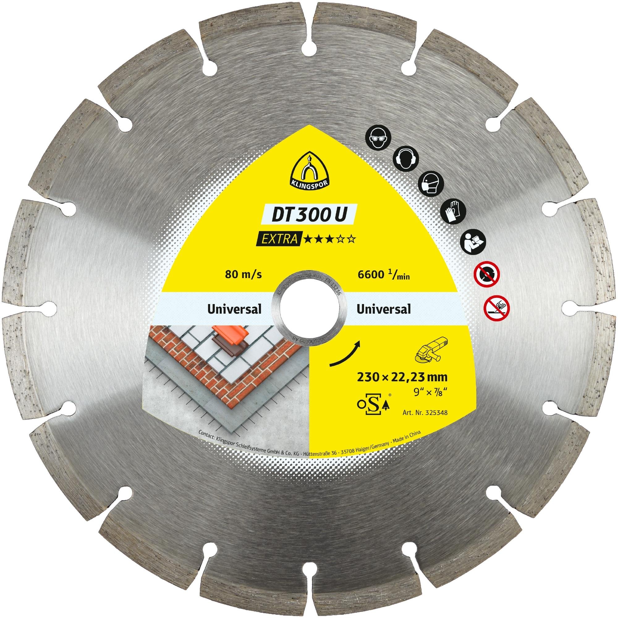 1 x Klingspor DT 300 U Diamanttrennscheiben, 115 x 1,6 x 22,23 mm 8 Segmente 37,3 x 1,6 x 7 mm, Standardverzahnung