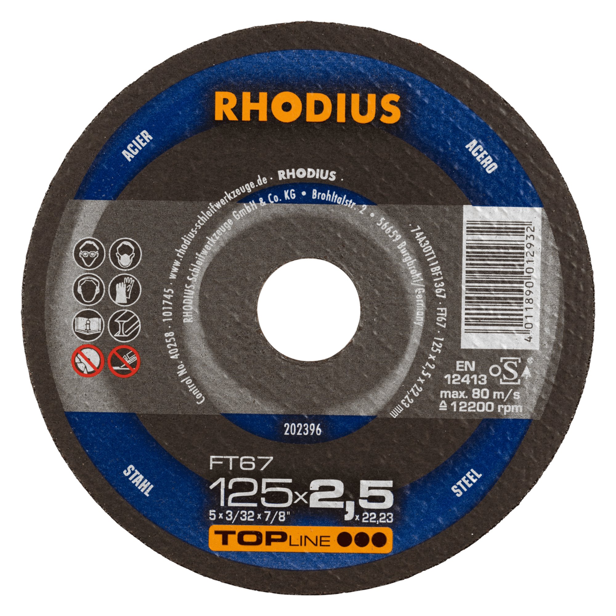 25 x RHODIUS Freihandtrennscheibe FT67 Ø 125 mm