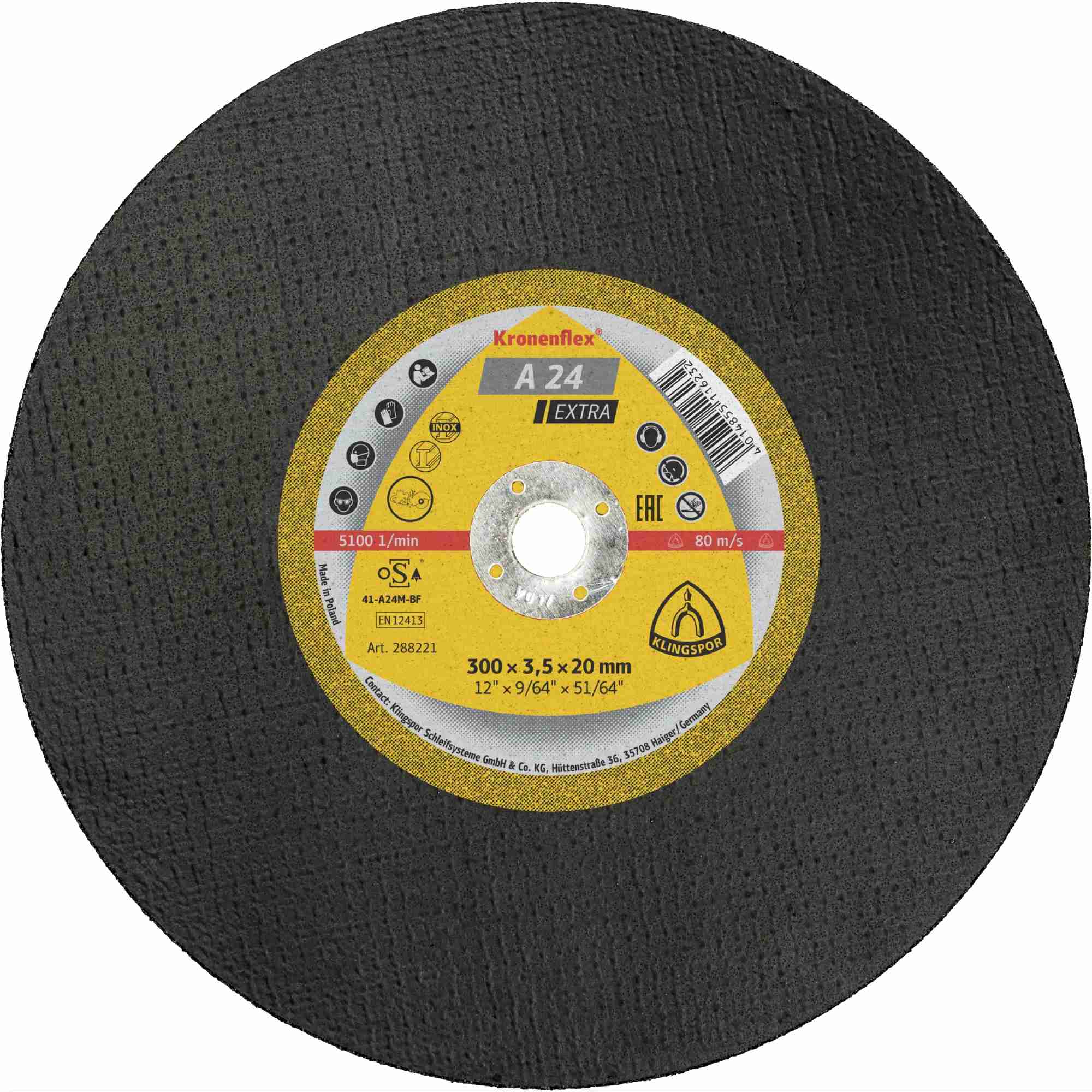 10 x Klingspor A 24 EX Großtrennscheiben, 300 x 3,5 x 20 mm gerade