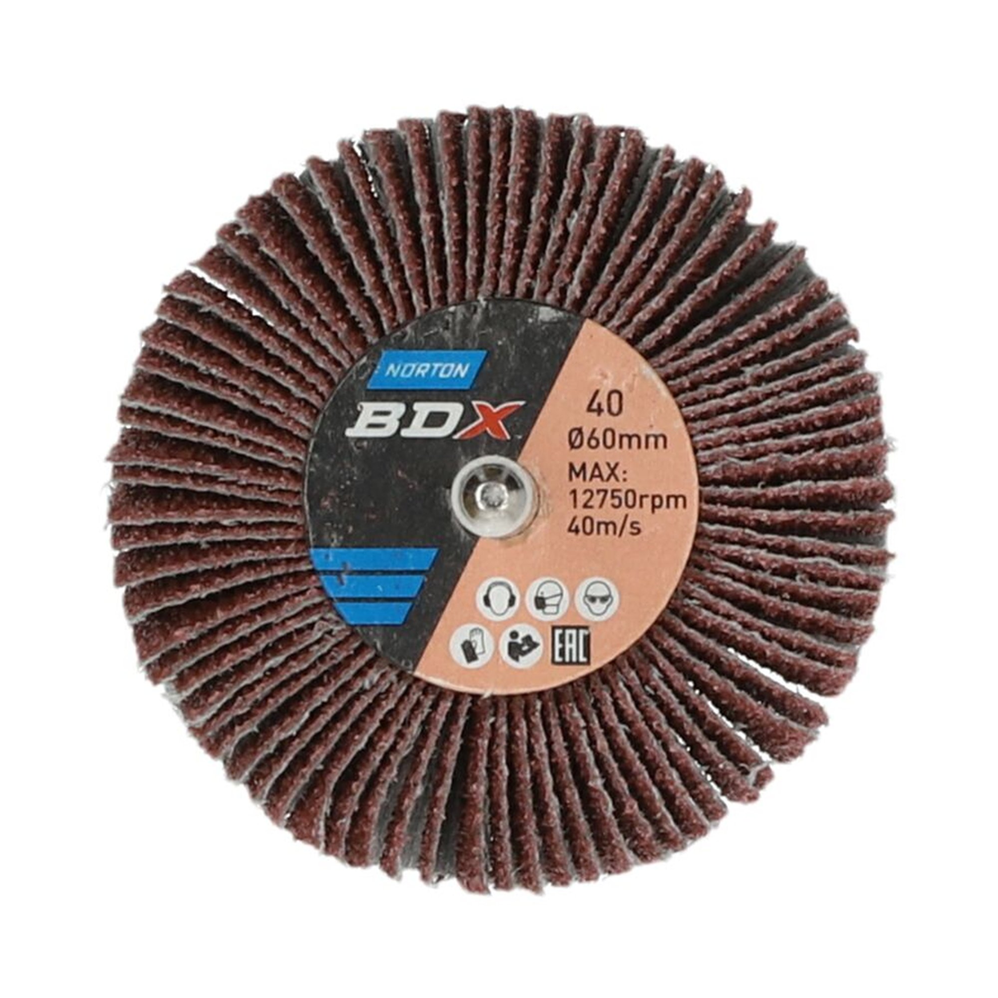 10 x Norton Fächerschleifer Schleifmop mit Schaft 60x30x6 R207 Korn 40