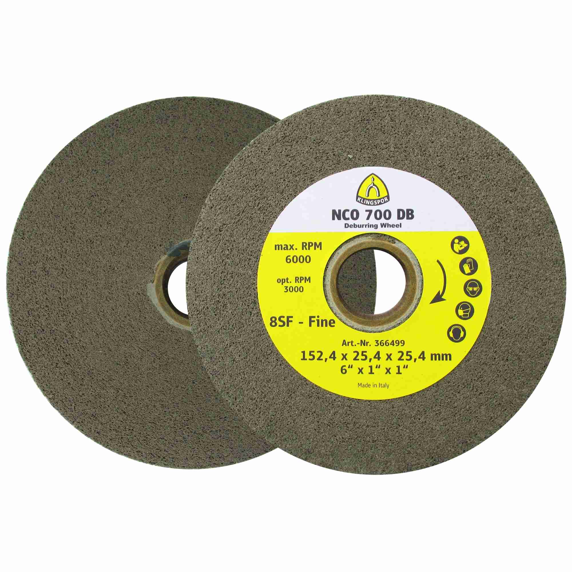 2 x Klingspor NCO 700DB Kompaktscheiben 8 SF mittel 152,4 x 25,4 x 25,4 mm Fine Siliziumkarbid