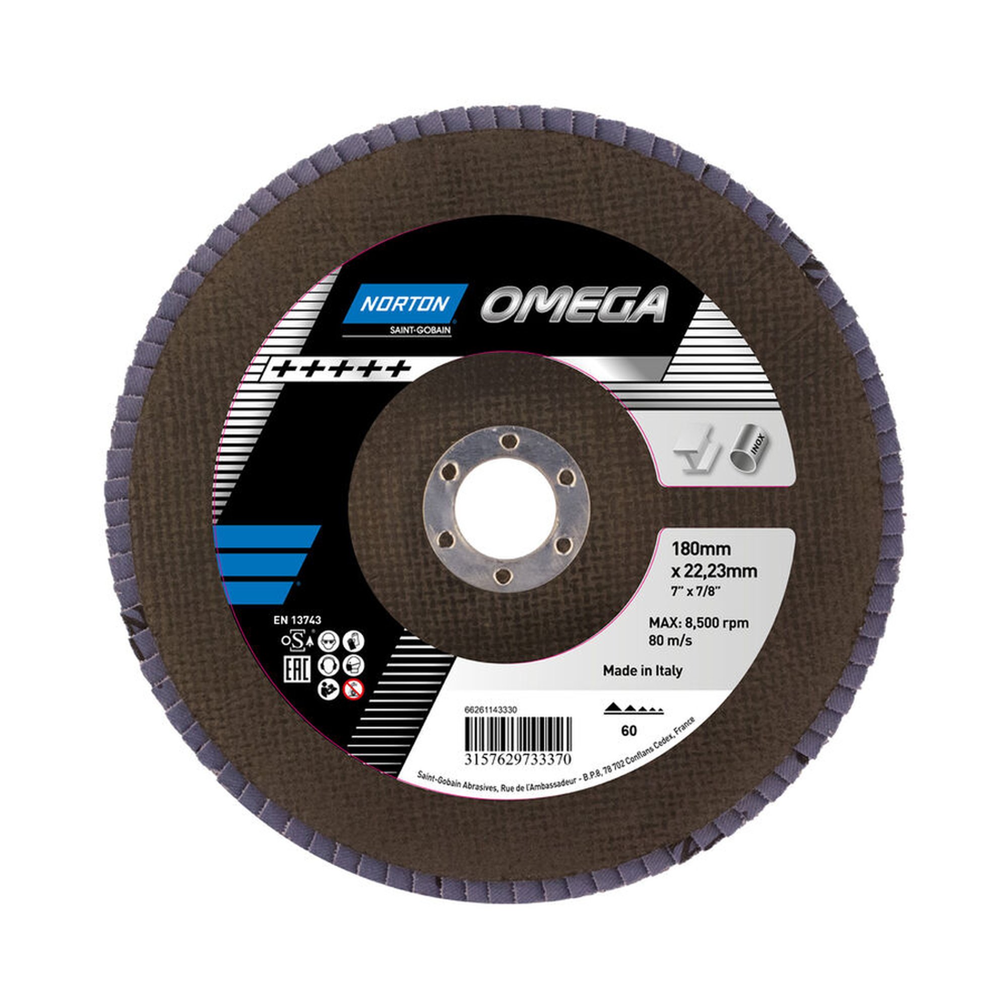 600 x Norton Quantum Fächerschleifscheiben 180x22mm K60 - Hochleistungsschleifen