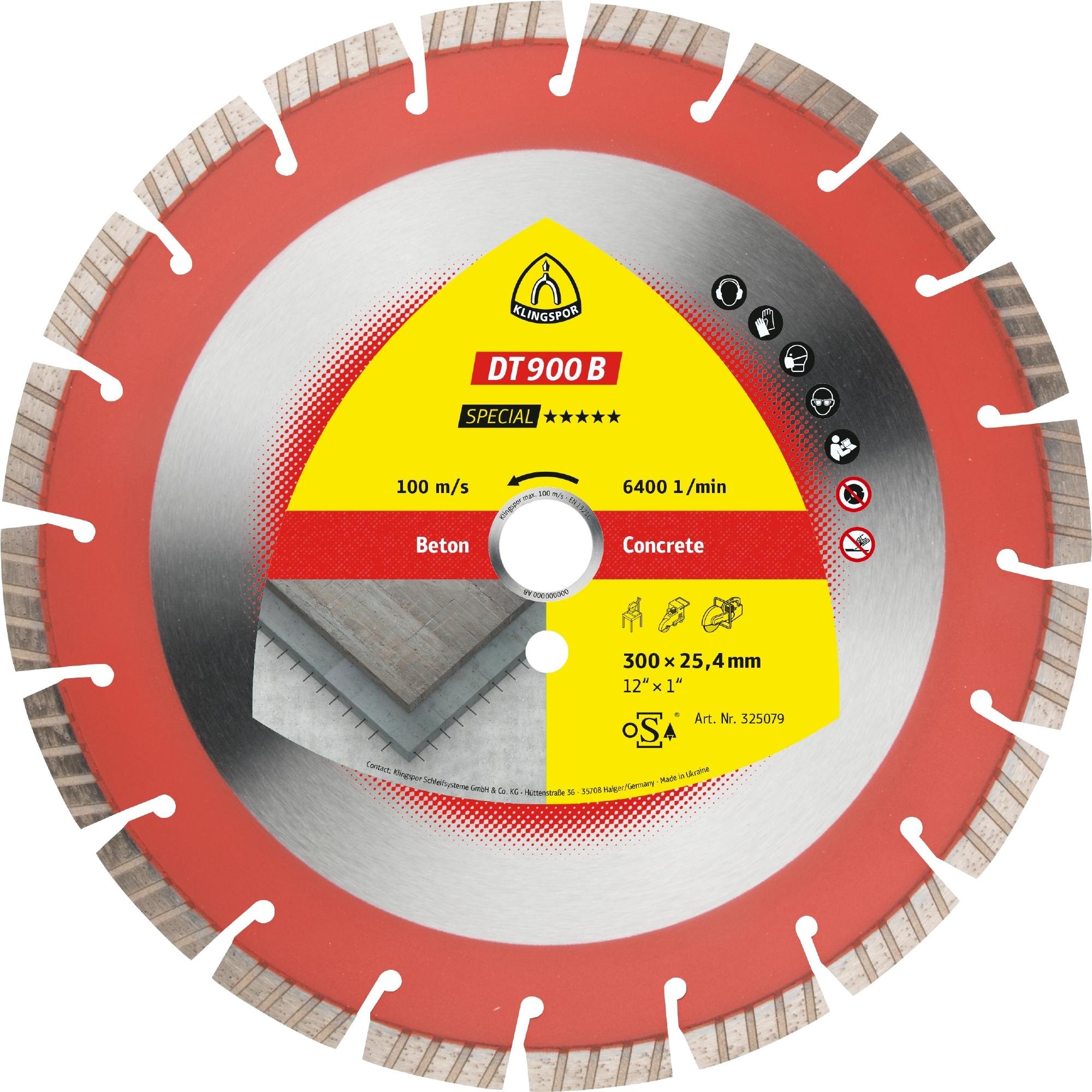 1 x Klingspor DT 900 B Diamanttrennscheiben, 300 x 2,8 x 20 mm 20 Segmente 40 x 2,8 x 12 mm, Standard Turbo