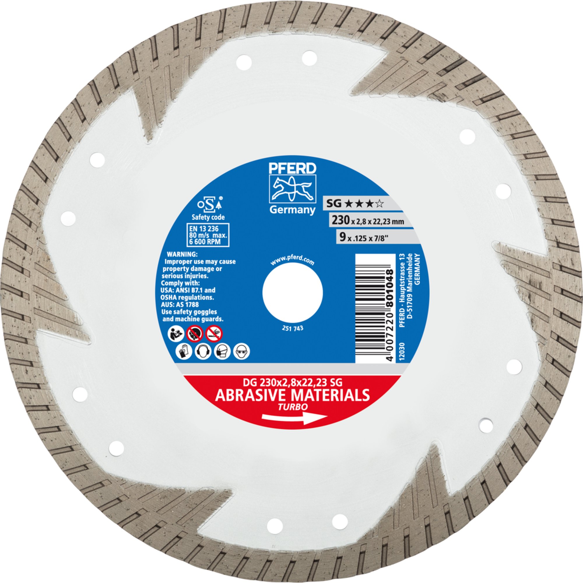 PFERD Diamant-Trennscheibe DG 230 x 2,8 x 22,23 SG