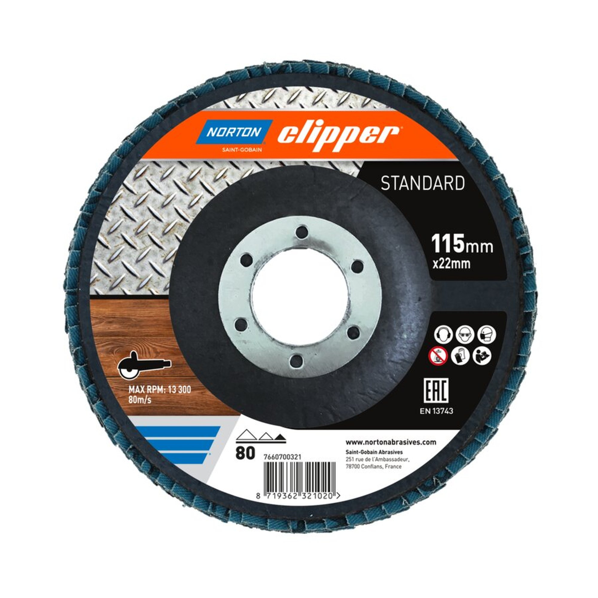 10 x Norton Fächerschleifscheiben 115x22mm K80 - Hochwertige Schleifmittel für Profis