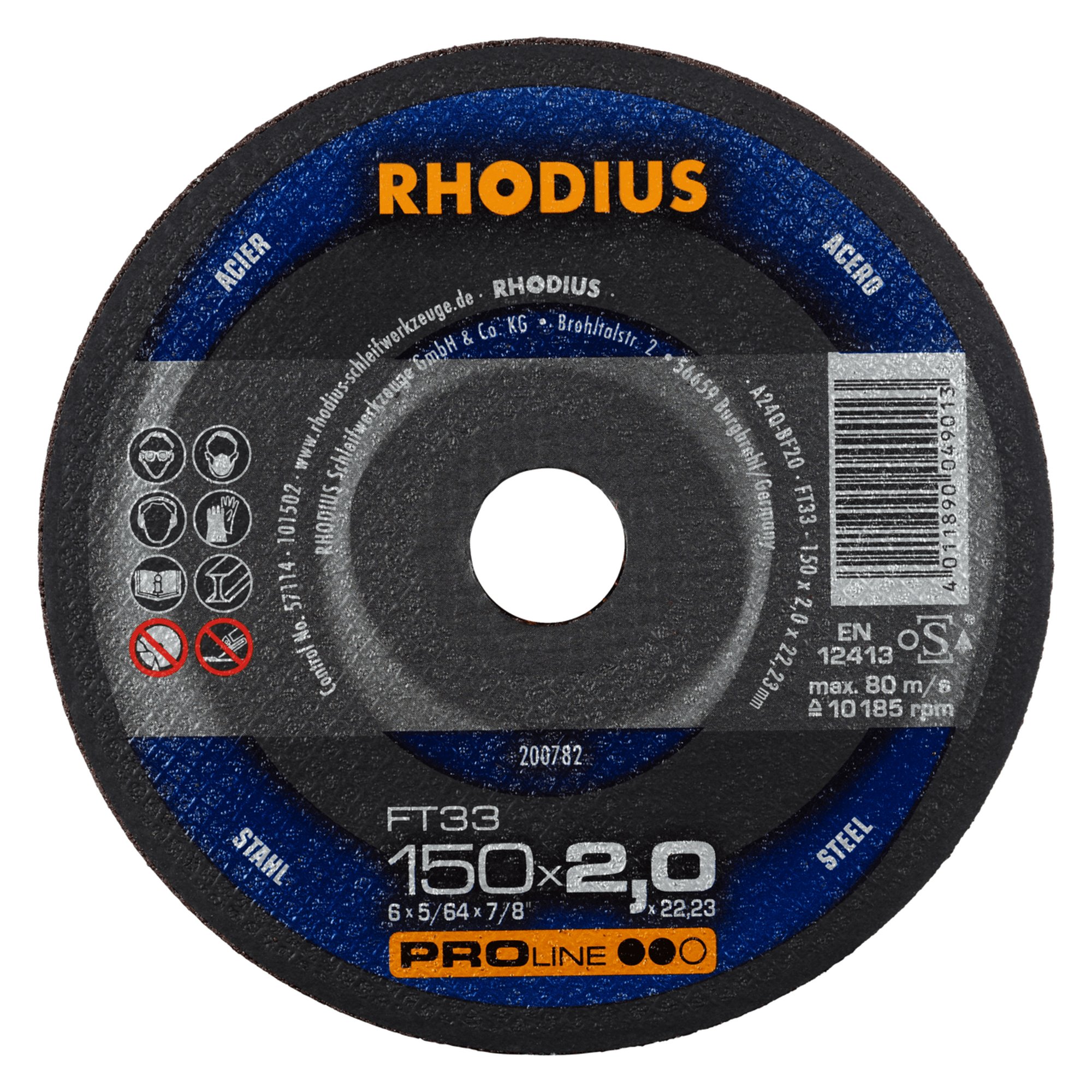 25 x RHODIUS Freihandtrennscheibe FT33 Ø 150 mm