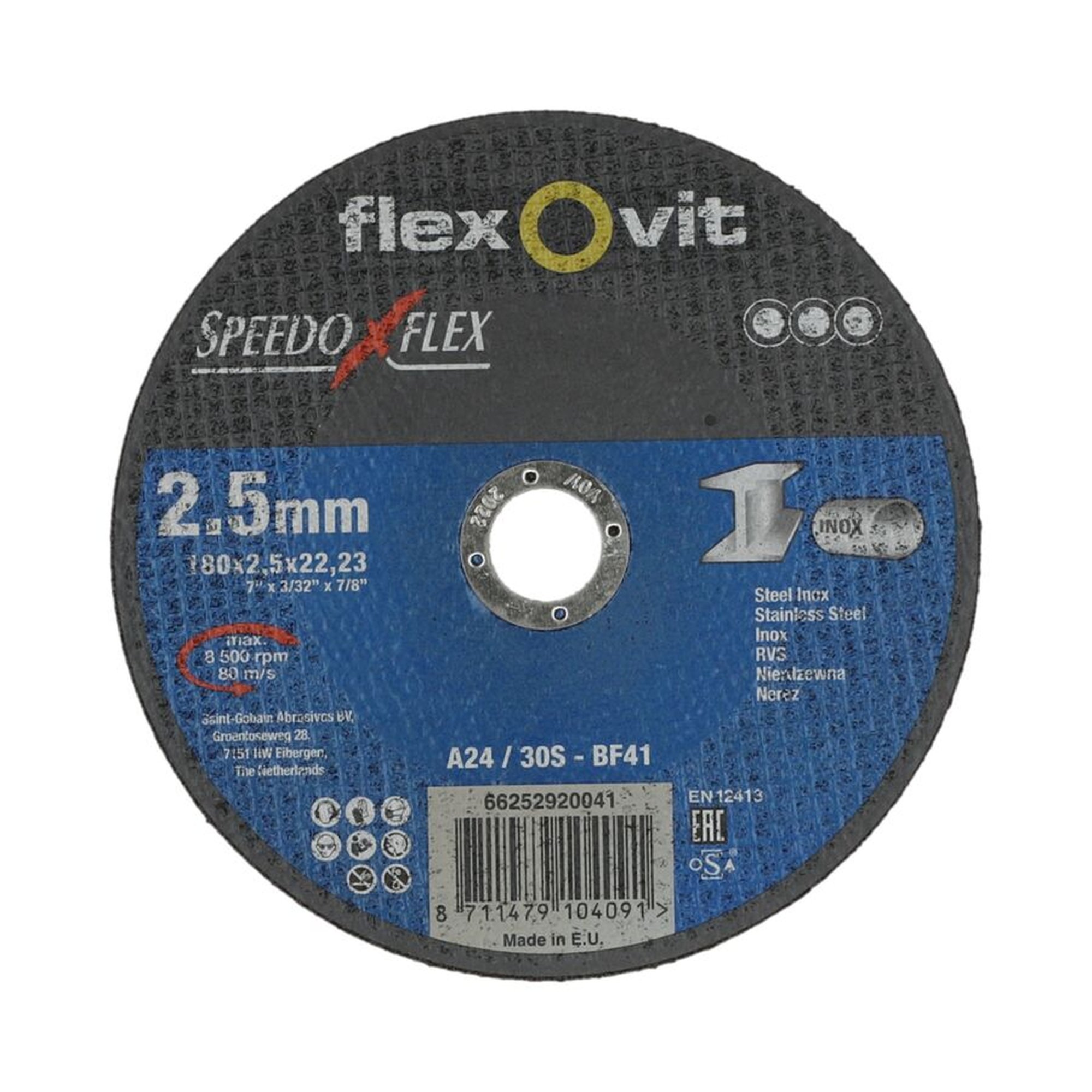 25 x Norton Trennen Trennscheibe Inox 180x2.5x22.23mm Flexovit SPEEDOFLEX