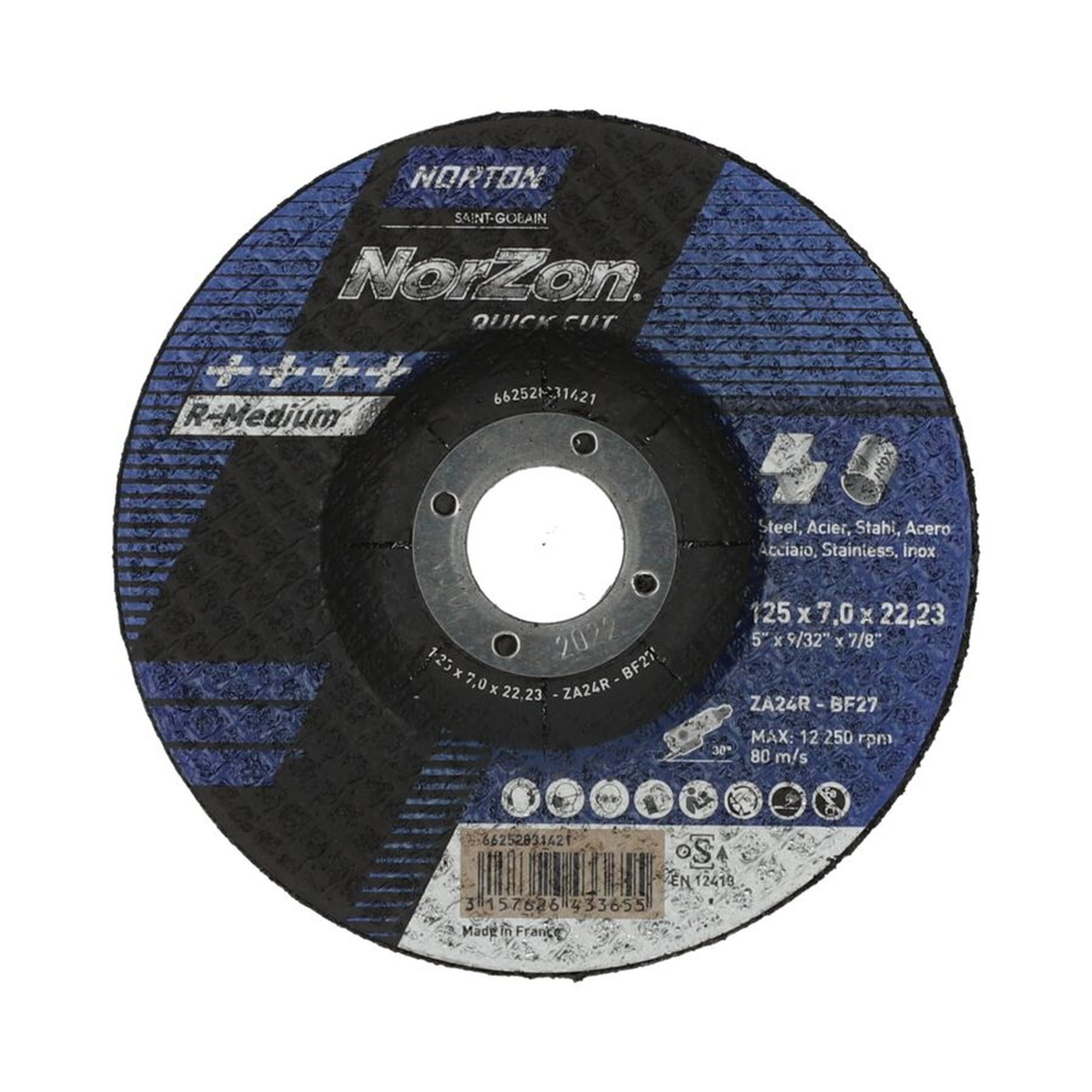 25 x Norton NORZON QUICK CUT Schruppscheibe für Metall/Inox 125x7x22.23mm