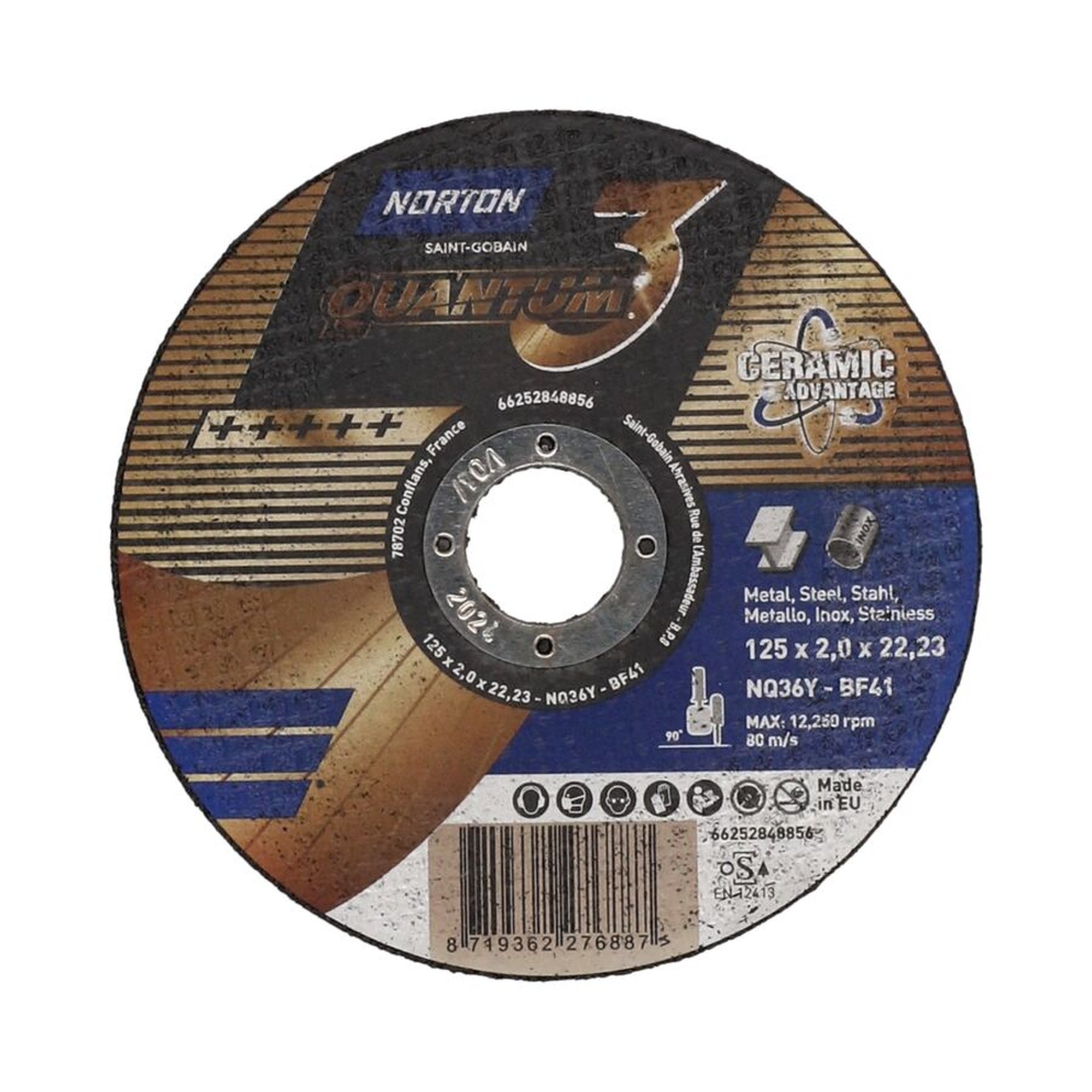 25 x Norton Trennscheibe für Inox QUANTUM 3 125x2x22.23mm - Hochleistungsscheibe