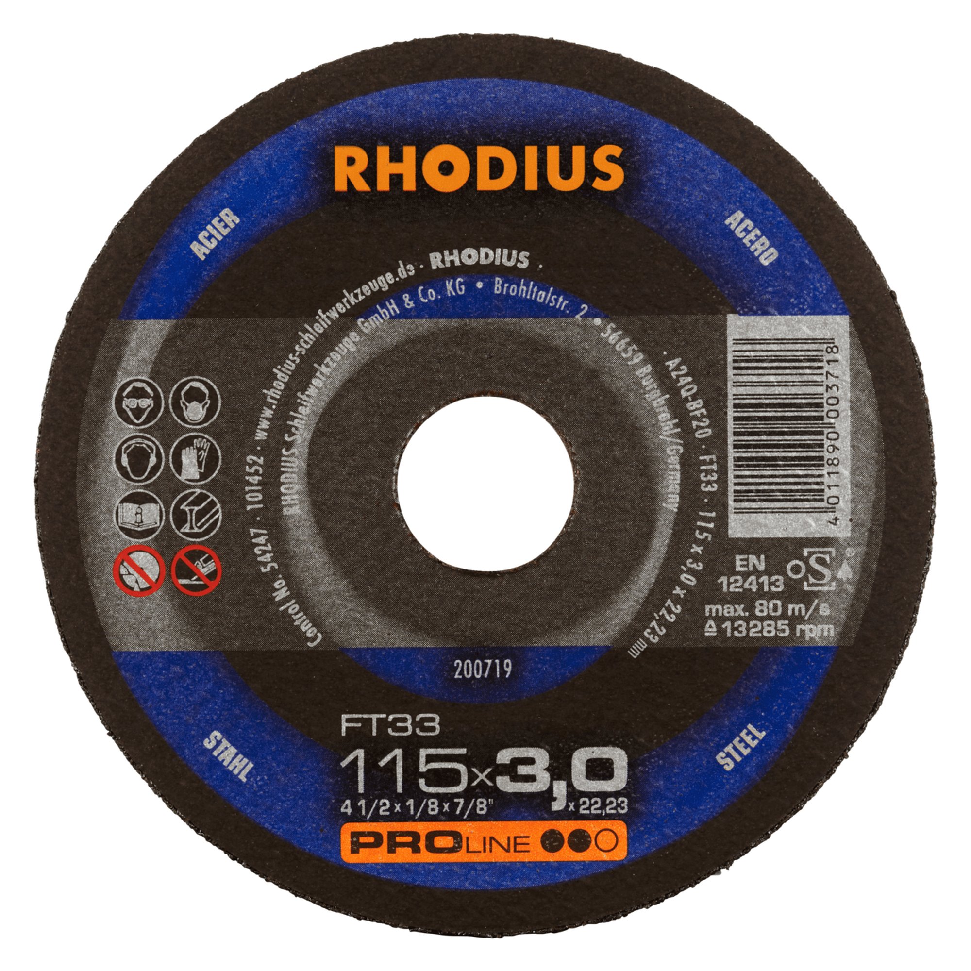 25 x RHODIUS Freihandtrennscheibe FT33 Ø 115 mm