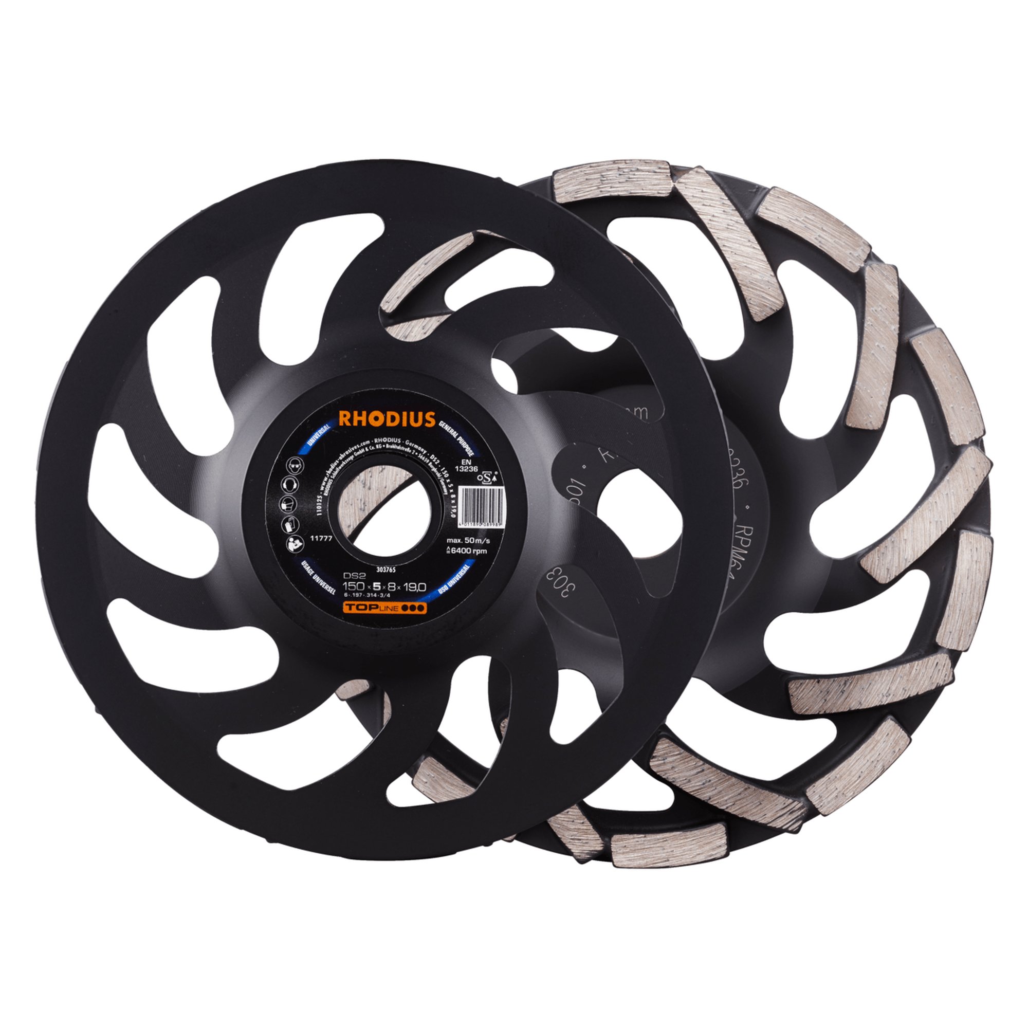 RHODIUS DiamantSchleiftopf Topfscheibe DS2 Ø 150 mm