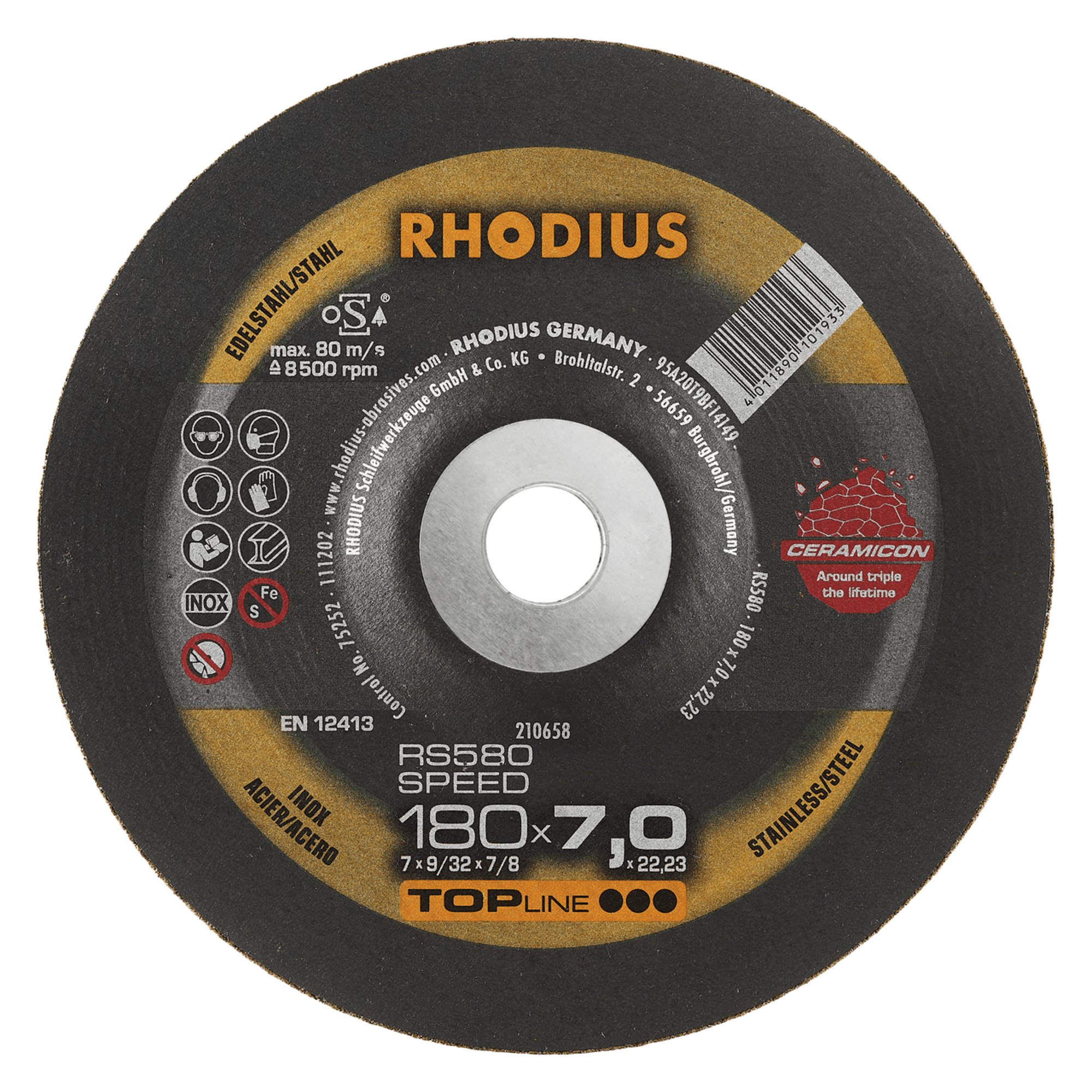 10 x RHODIUS Schruppscheibe RS580 EXTENDED Ø 180 mm