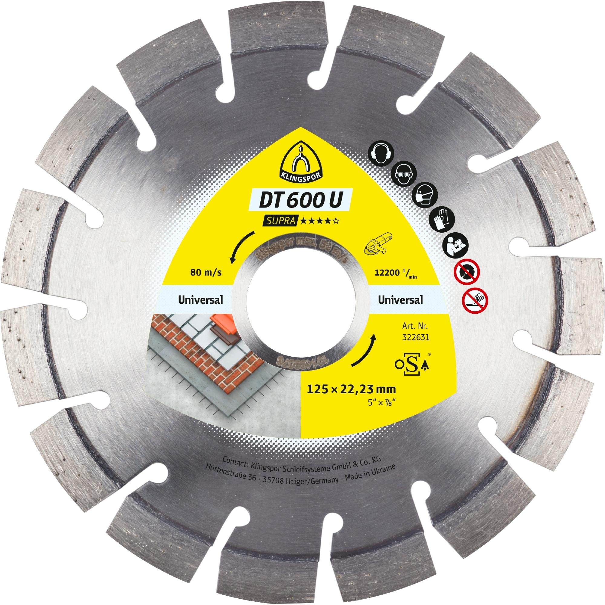 1 x Klingspor DT 600 U Diamanttrennscheiben, 100 x 2,4 x 16 mm 11 Segmente 20 x 2,4 x 9 mm, Kurzverzahnung