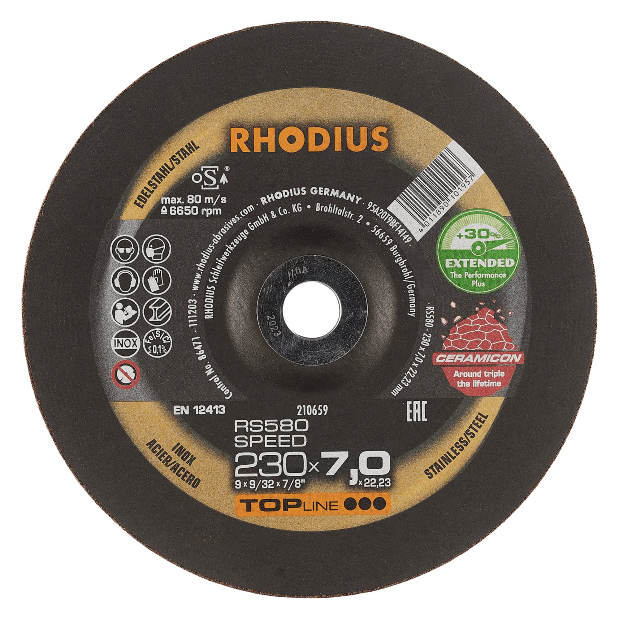 10 x RHODIUS Schruppscheibe RS580 EXTENDED Ø 230 mm