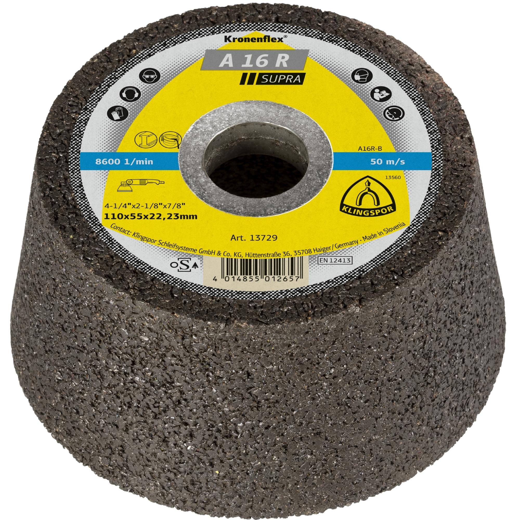 6 x Klingspor A 16 R Schleiftopf, 110 x 55 x 22,23 mm gekröpft