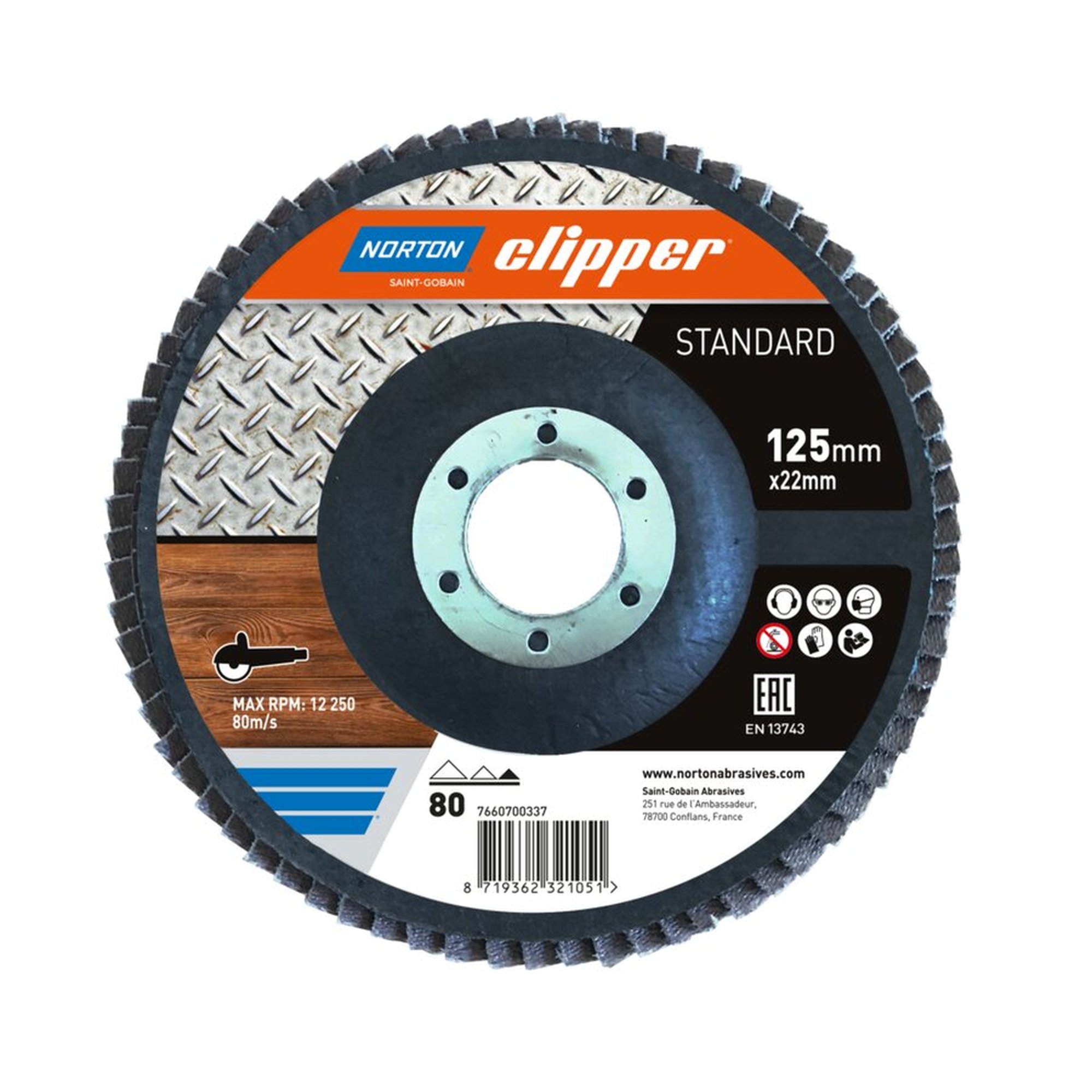 10 x Norton Fächerschleifscheiben 125x22mm K80 - Hochwertige Schleifmittel für Profis