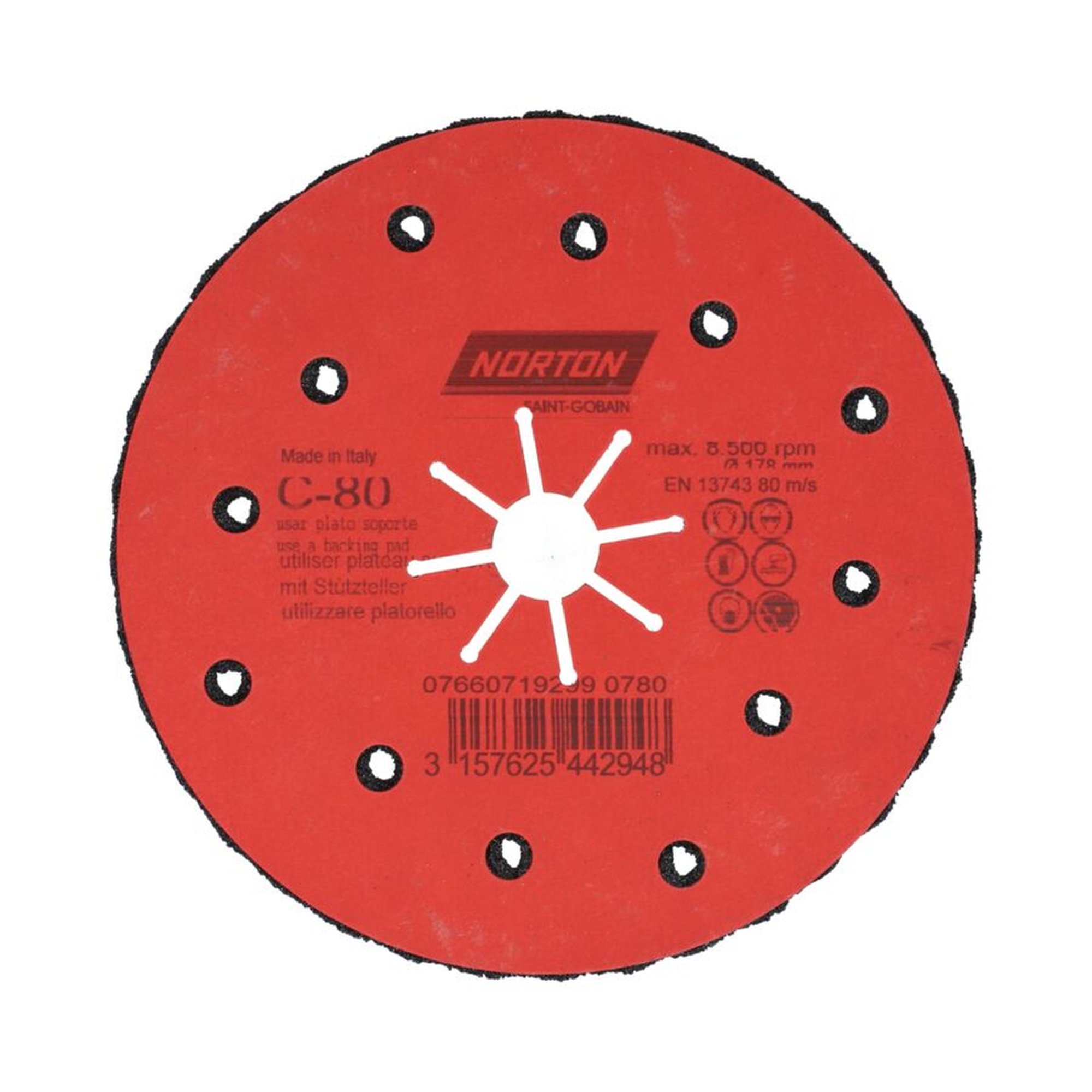 25 x Norton Clipper Schleifscheibe halbflexibel Ø180x22 mm P80 für effizientes Schleifen