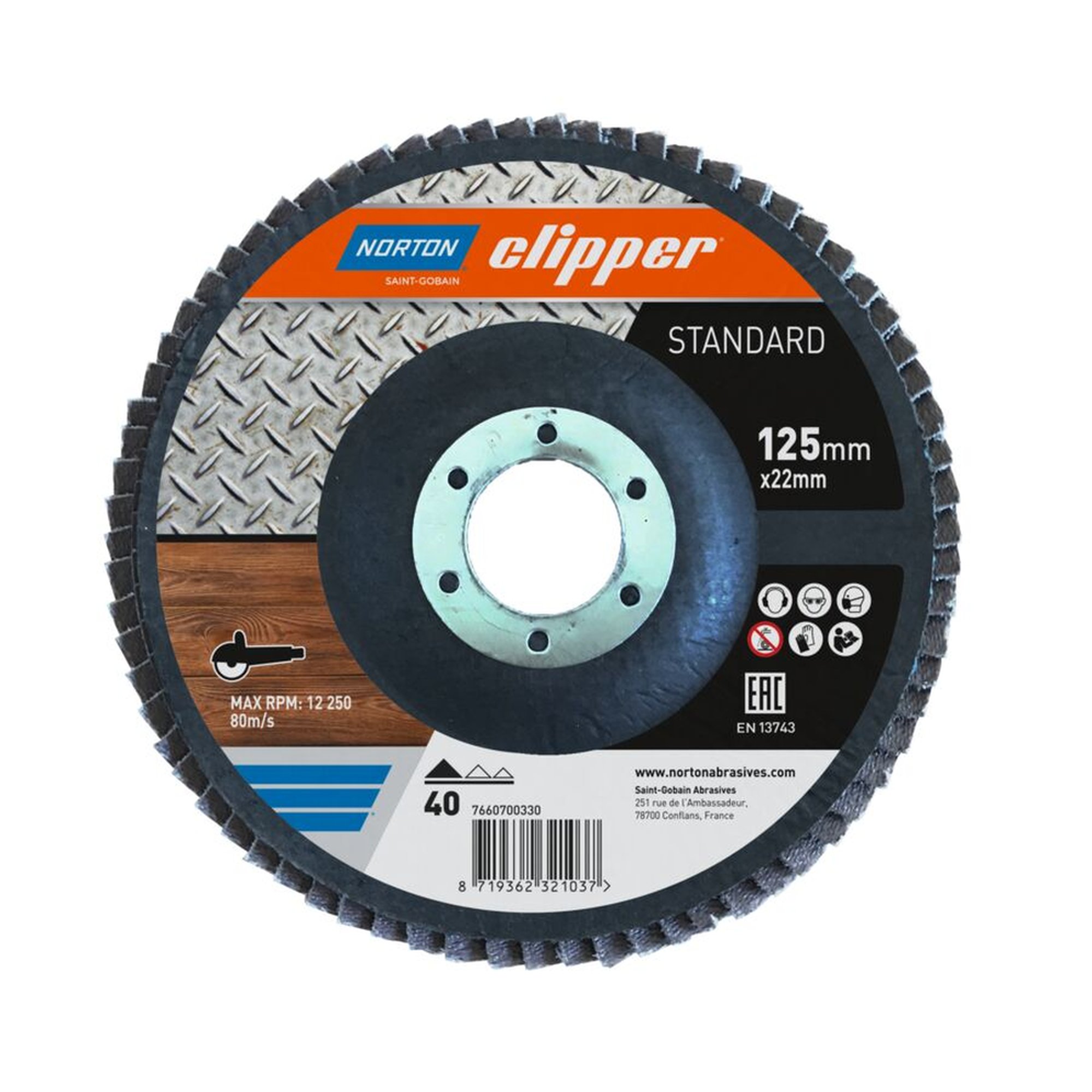 10 x Norton Fächerschleifscheiben 125x22mm K40 | Hochwertige Schleifmittel für Profis