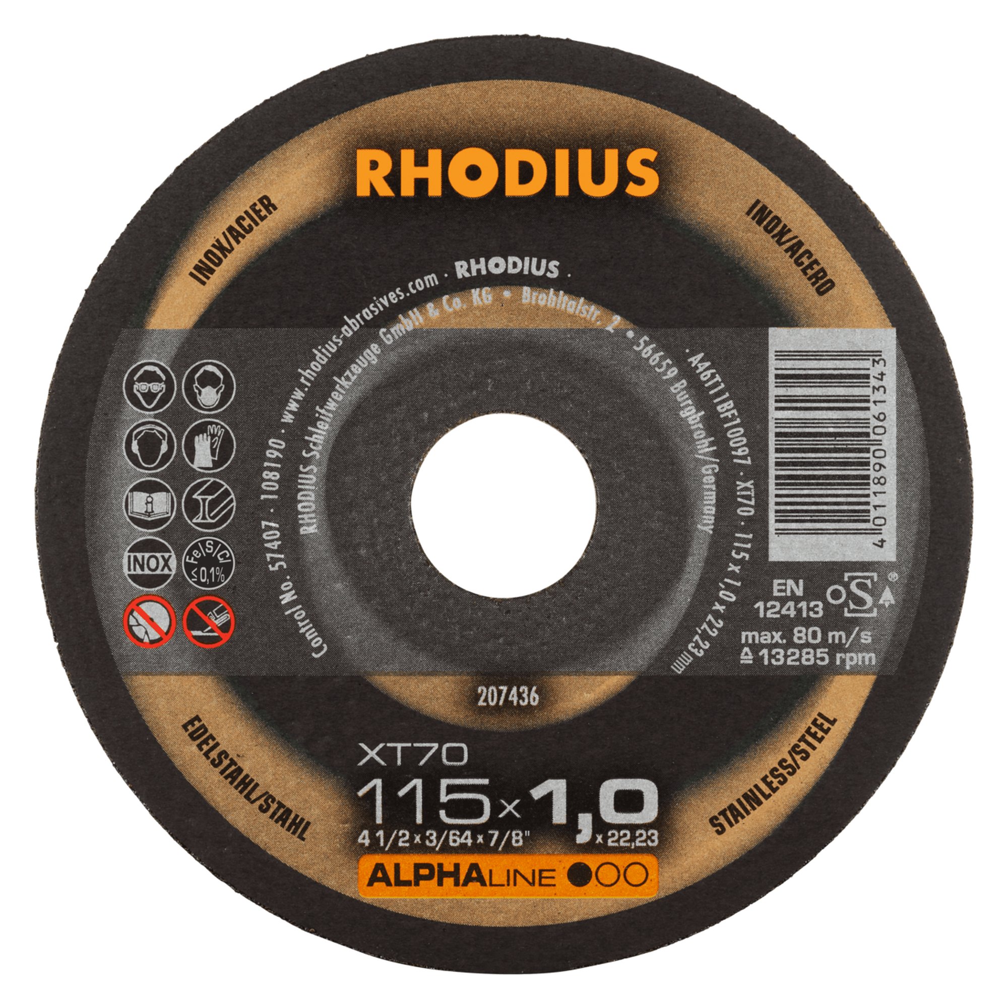 50 x RHODIUS Extradünne Trennscheibe XT70 PACK Ø 115 mm