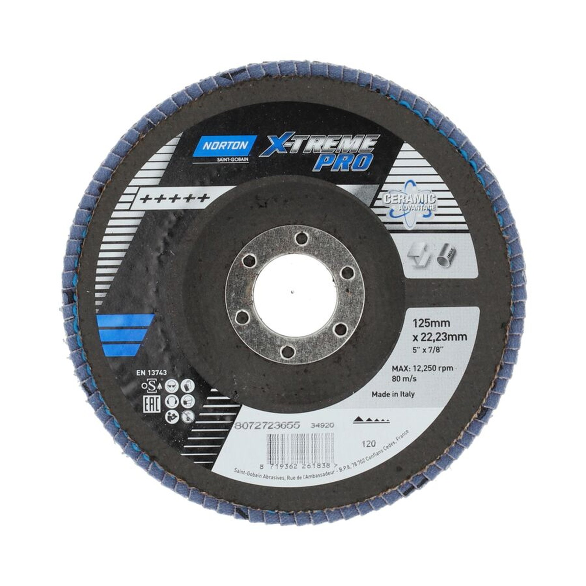 10 x Norton Fächerschleifscheiben 125x22mm K120 X-treme Pro, langlebig und effizient