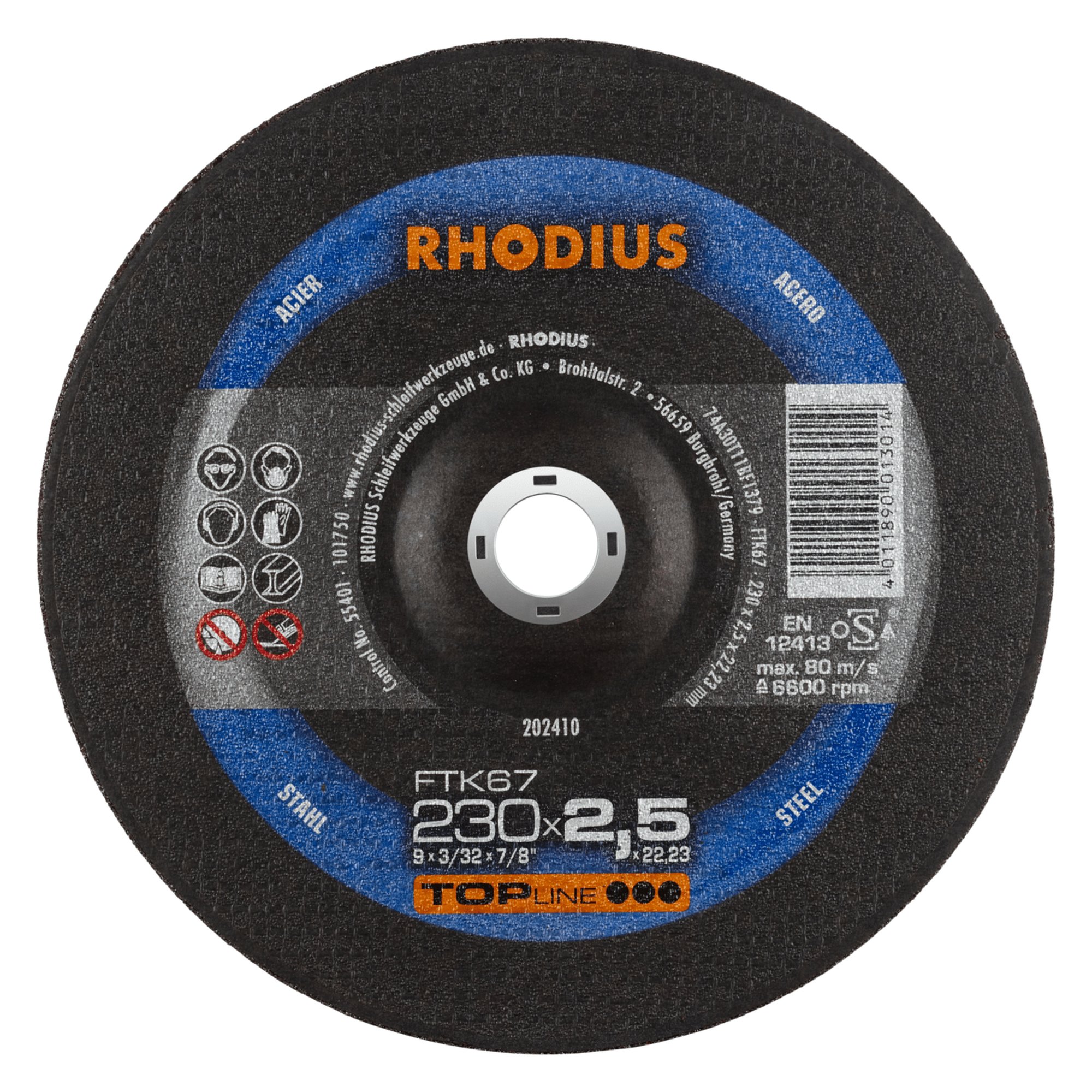 25 x RHODIUS Freihandtrennscheibe FTK67 Ø 230 mm