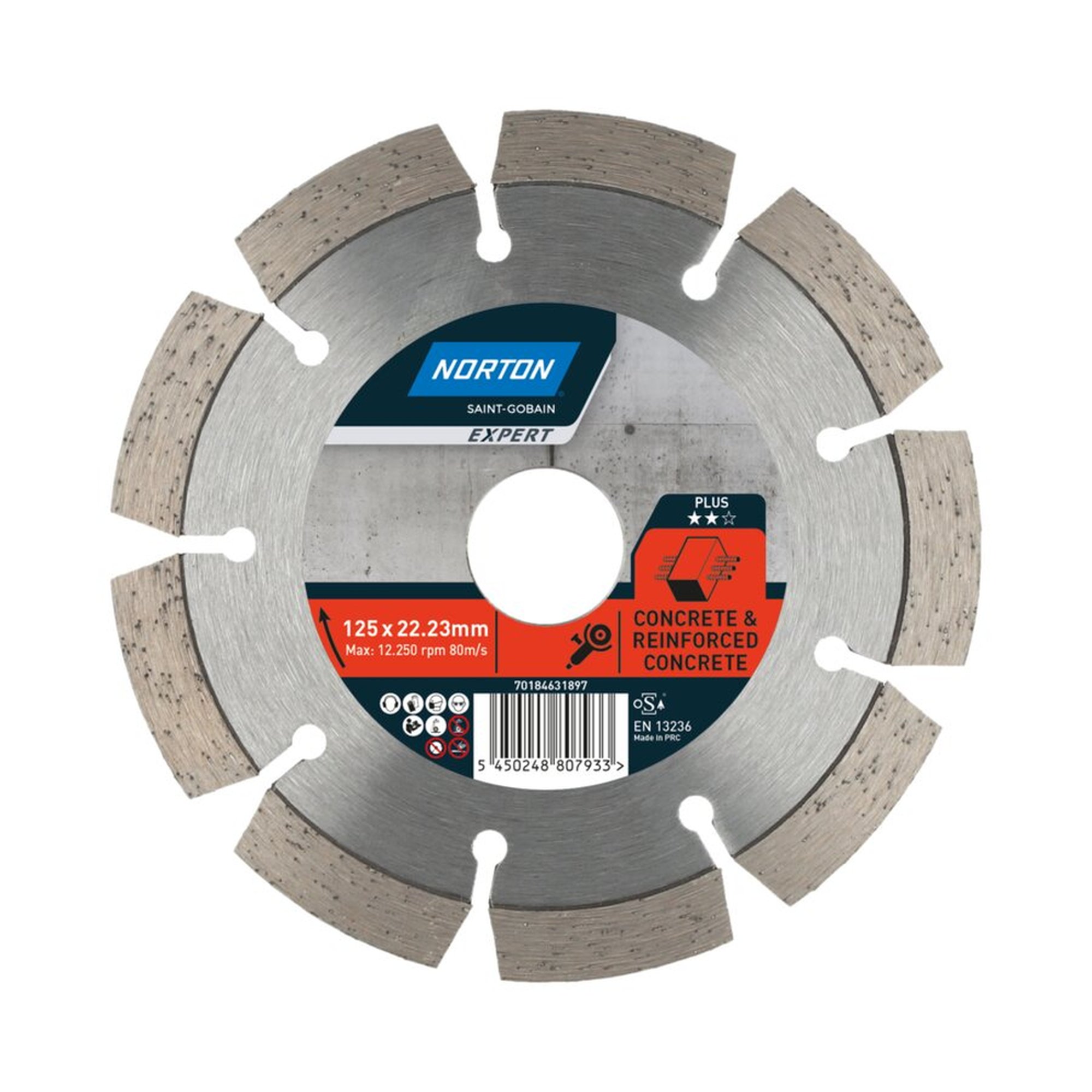 Norton EXPERT Diamantscheibe für Beton 125x22.23mm - Hochwertige Trennscheibe