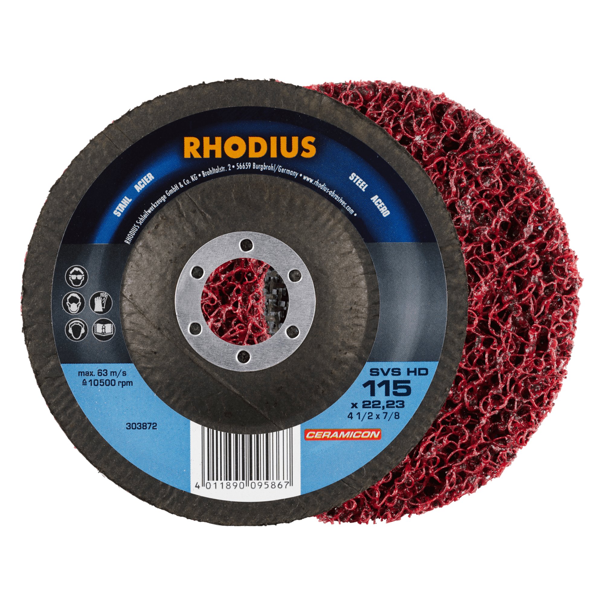 10 x RHODIUS Schleifscheibe Reinigungsvlies SVS HD Ø 115 mm