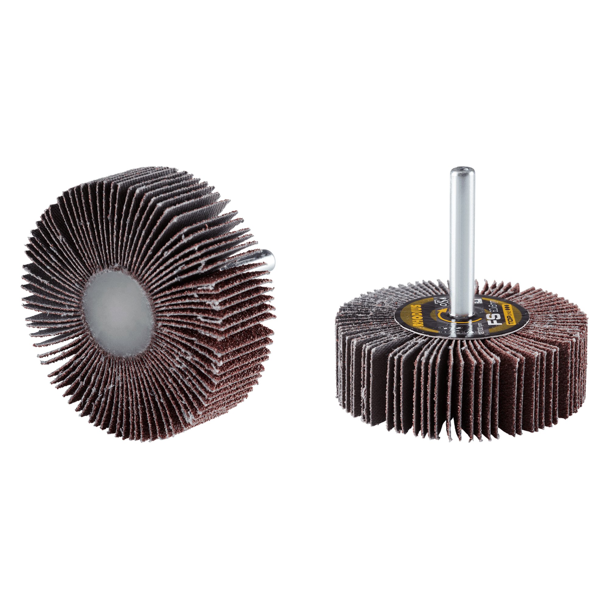 10 x RHODIUS Fächerschleifer Schleifmop FS Ø 60 mm Körnung 80