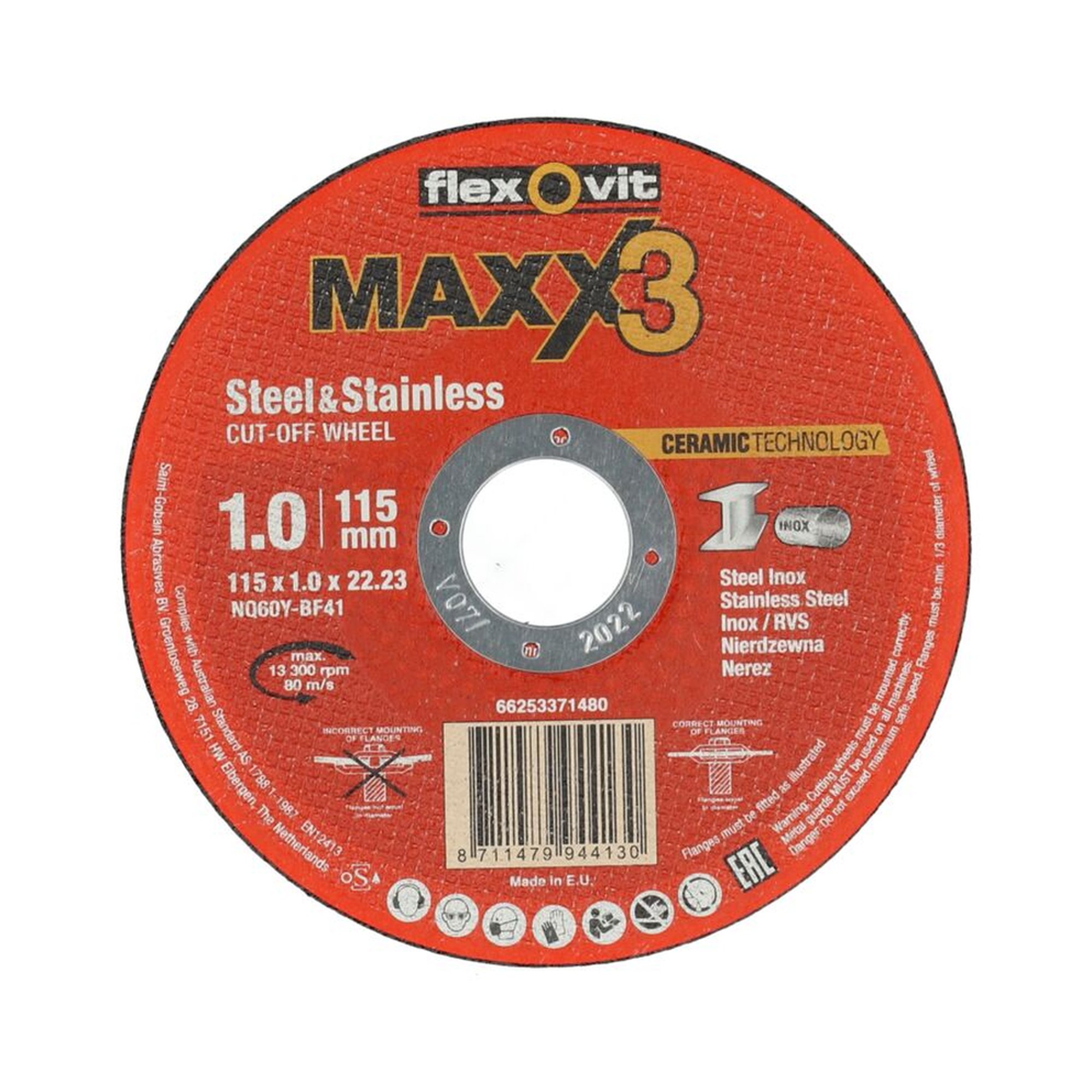 25 x Norton Schleifscheibe Trennen für Winkelschleifer - Inox - 115x1x22.23mm