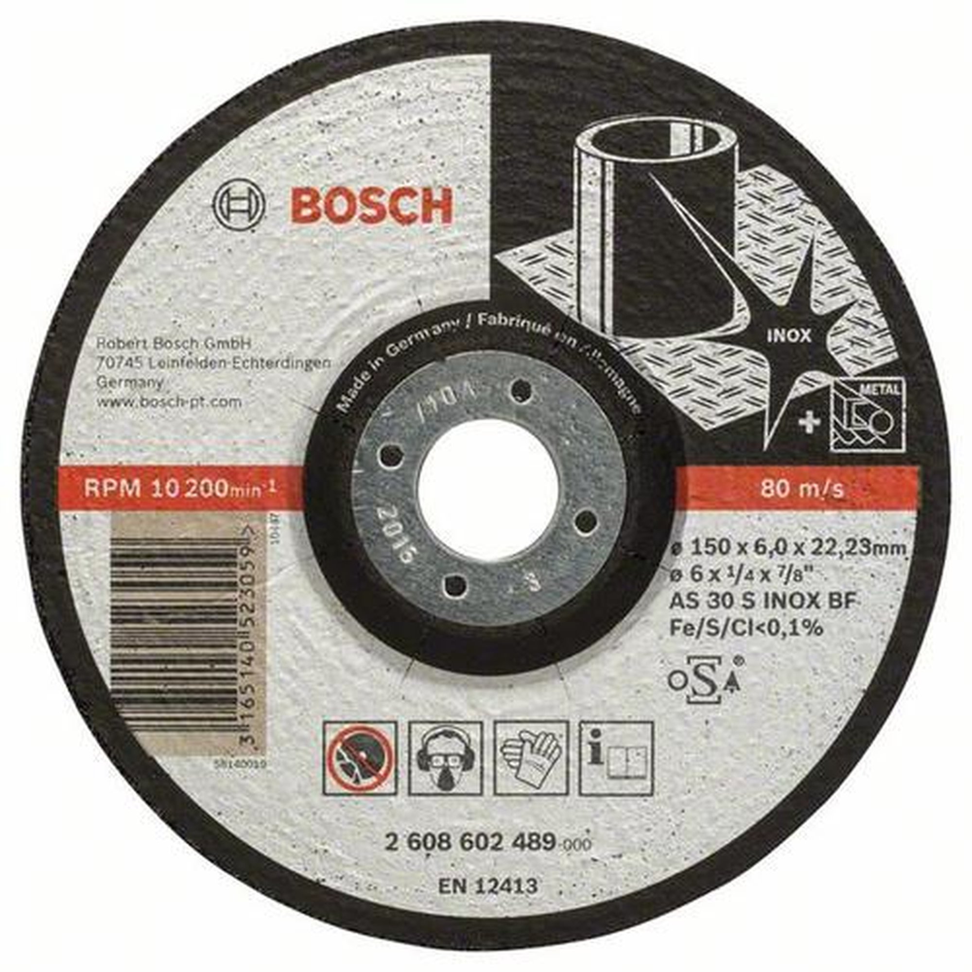 10x BOSCH Schruppscheibe gekröpft Expert für Edelstahl AS 30 S INOxBF, Ø 150 x 6 mm