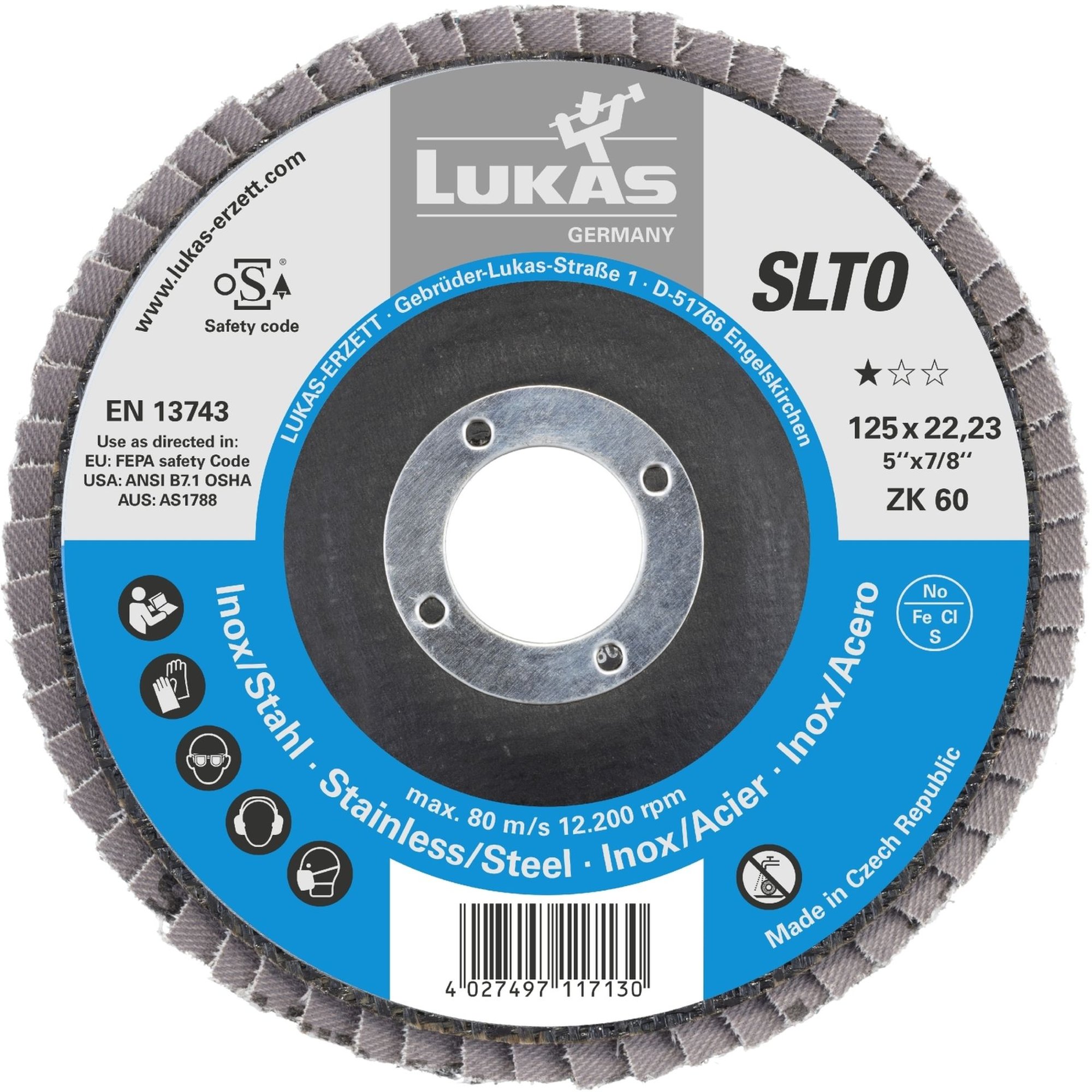 10x LUKAS Fächerscheibe Fächerscheiben Schleifscheibe SLTR Ø 125 mm Korn 40