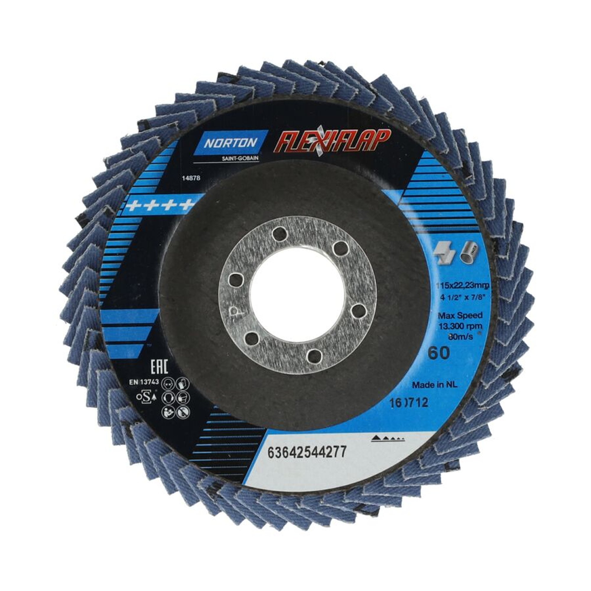 10 x Norton Fächerschleifscheiben 115x22mm K60 - Hochwertige Schleifmittel für Profis