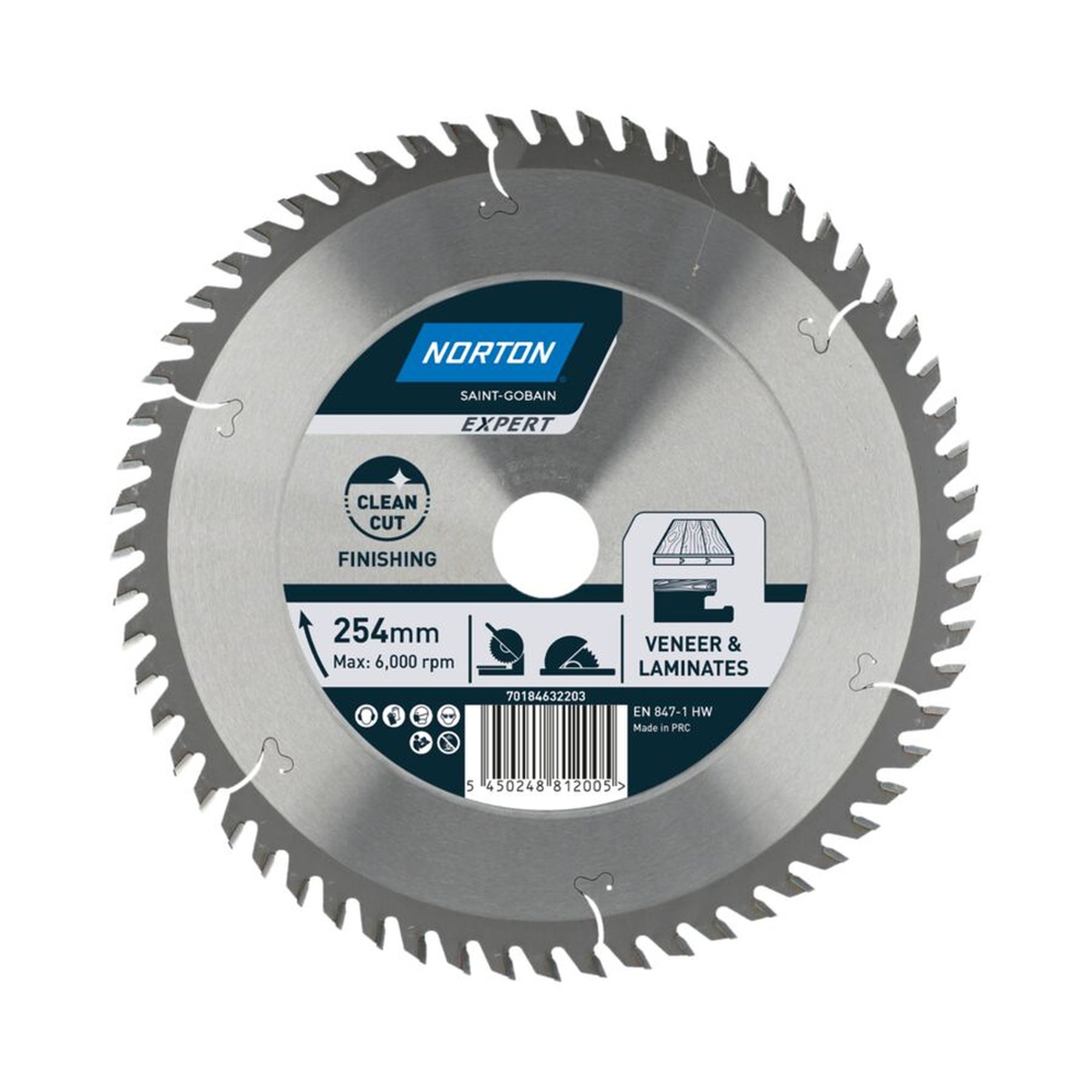 Norton EXPERT TCT-Sägeblatt für Furnier und Laminat 254x2.4mm /1.6x30mm