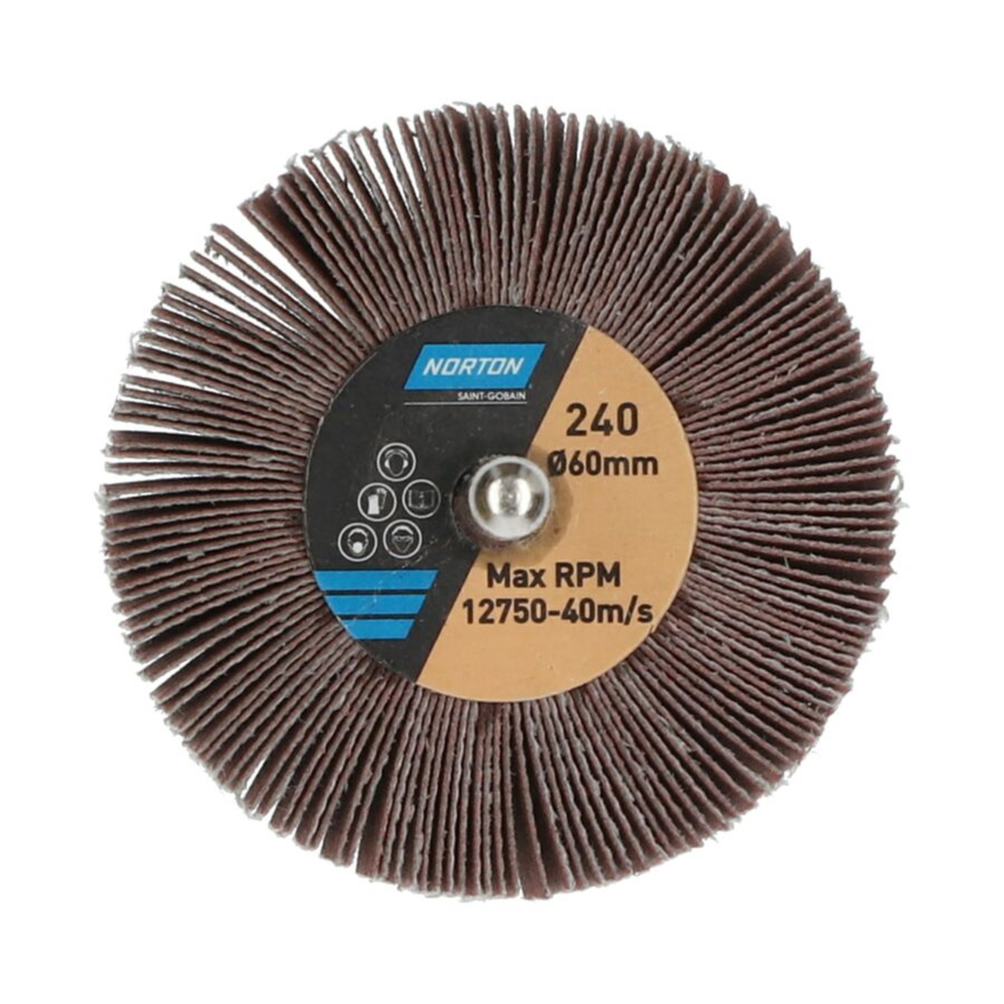 10 x Norton Fächerschleifer Schleifmop mit Schaft 60x30x6 R207 240 Korn