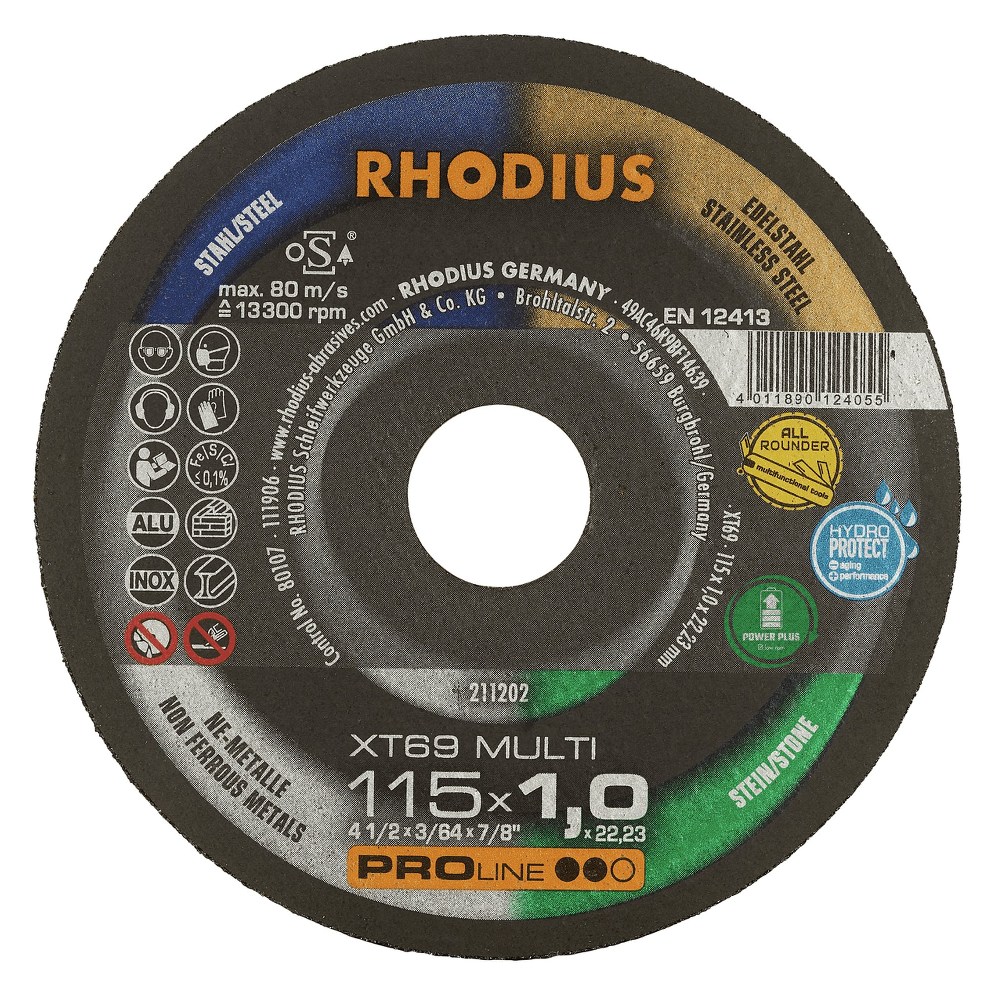 25 x RHODIUS Extradünne Trennscheibe XT69 MULTI Ø 115 mm