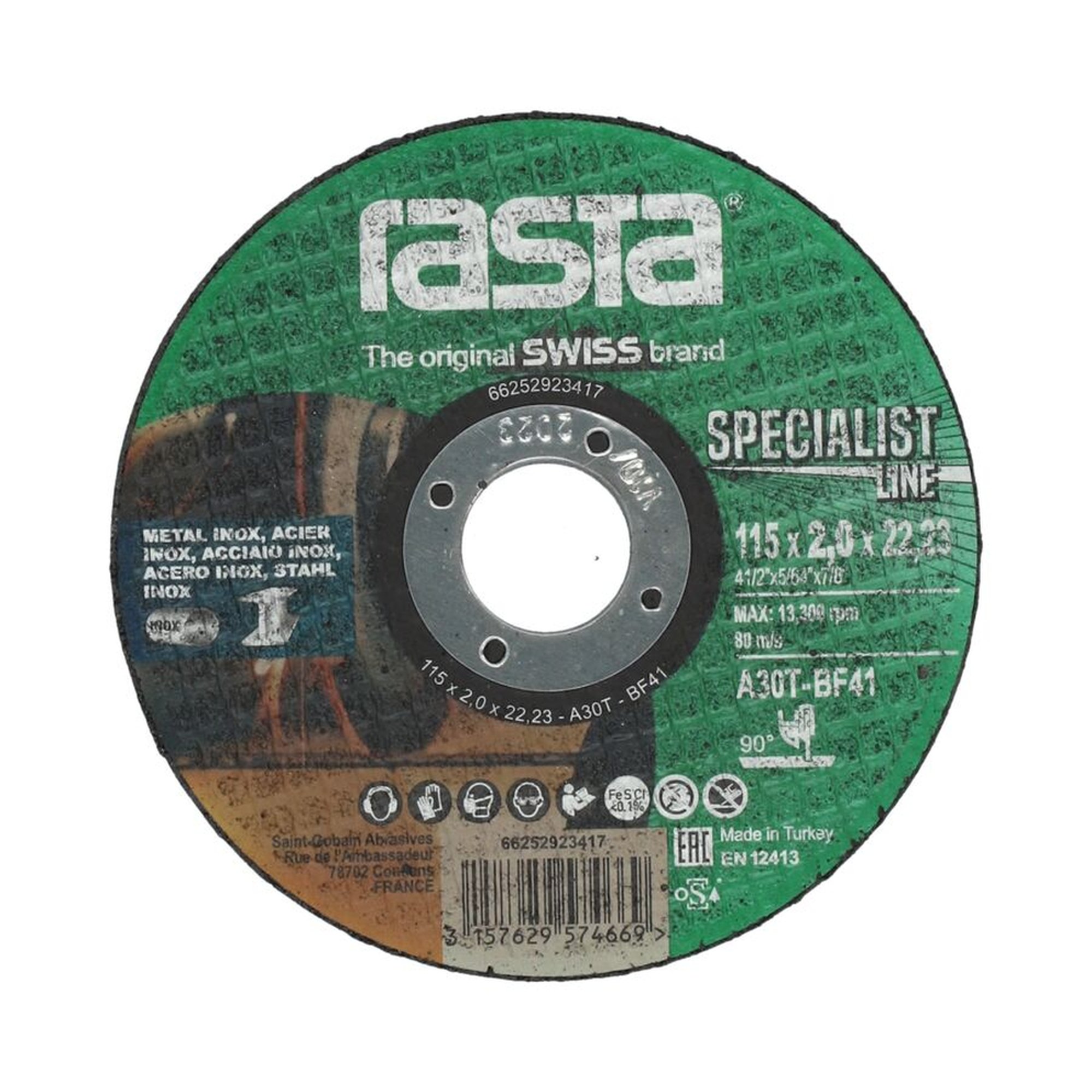 3000 x Norton Trennscheibe für Metall/Inox Rasta 115x2x22.23mm SPECIALIST LINE