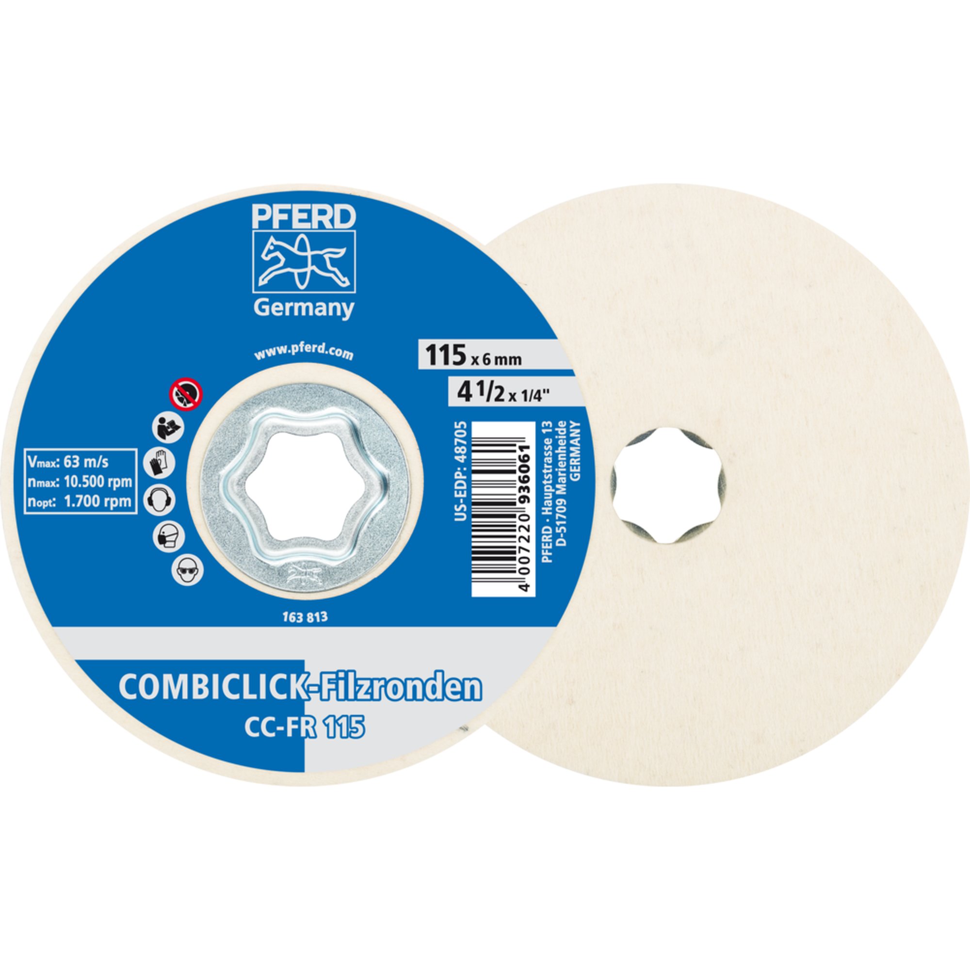 5 x PFERD COMBICLICK Filzronde CC-FR 115