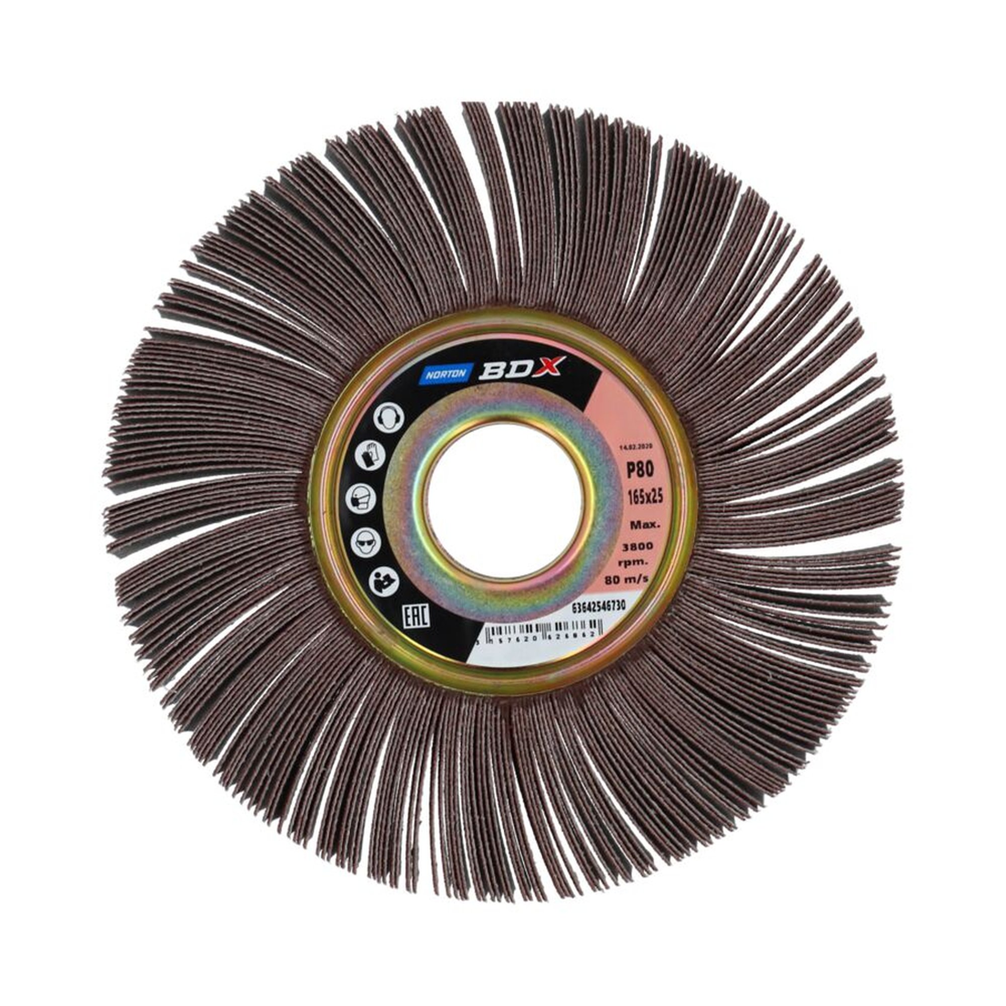 2 x Norton Fächerschleifer Schleifmop mit Flansch 165x25x32 R207 80 BDX