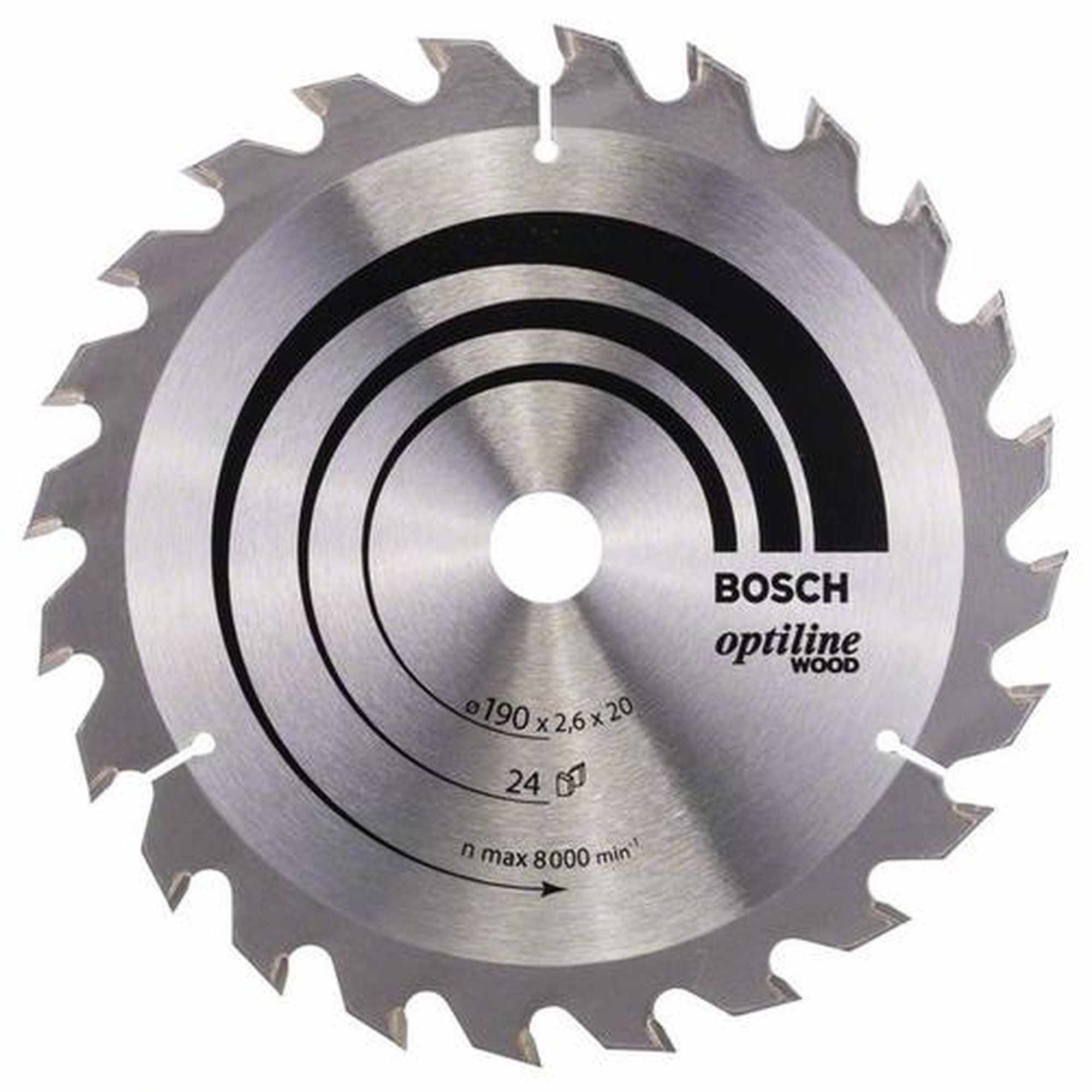 BOSCH Kreissägeblatt Optiline Holz für Handkreissägen, Ø 190 mm, 24 Zähne