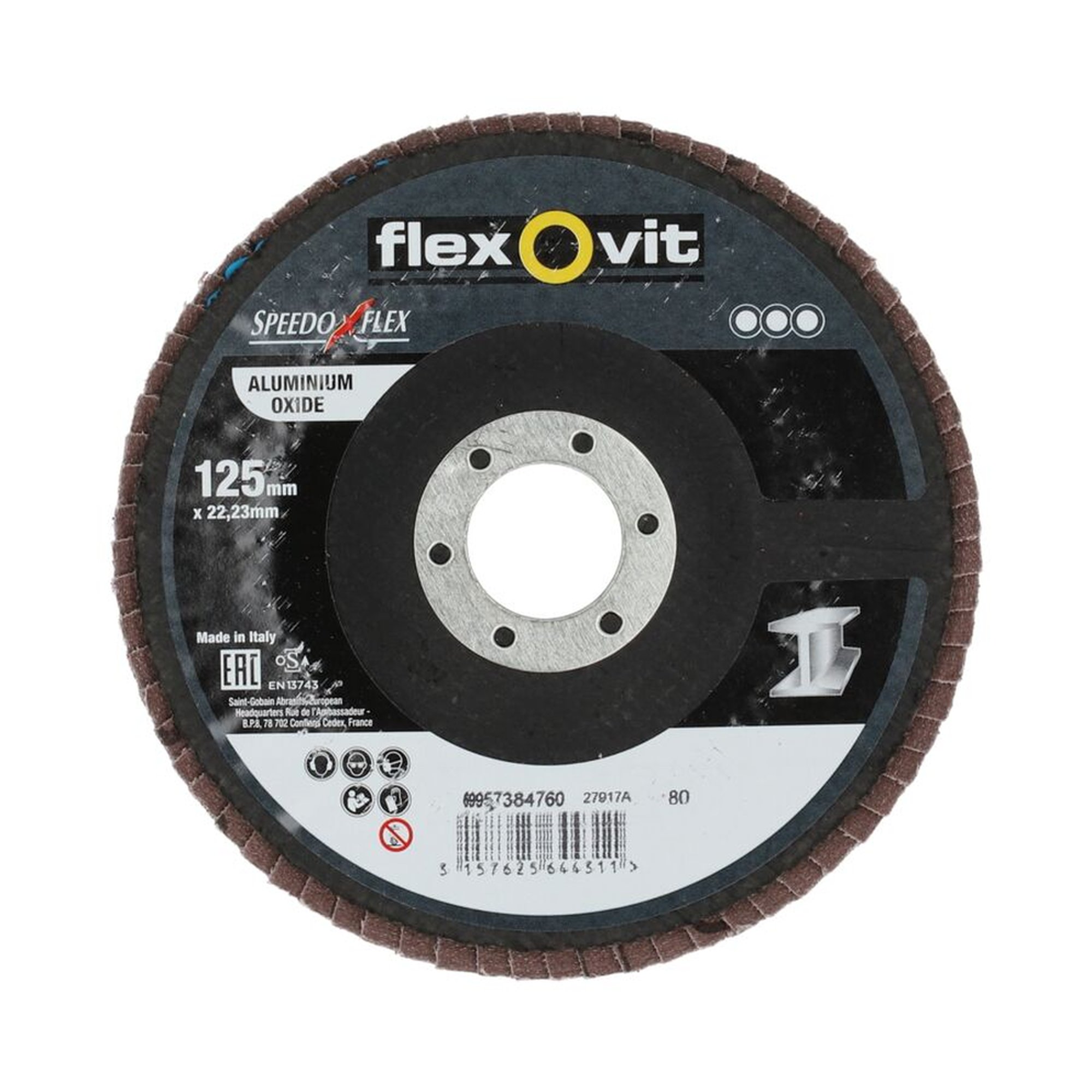 10 x Norton Fächerschleifscheiben 125x22mm K80 Flexovit SPEEDOFLEX, langlebig & effizient