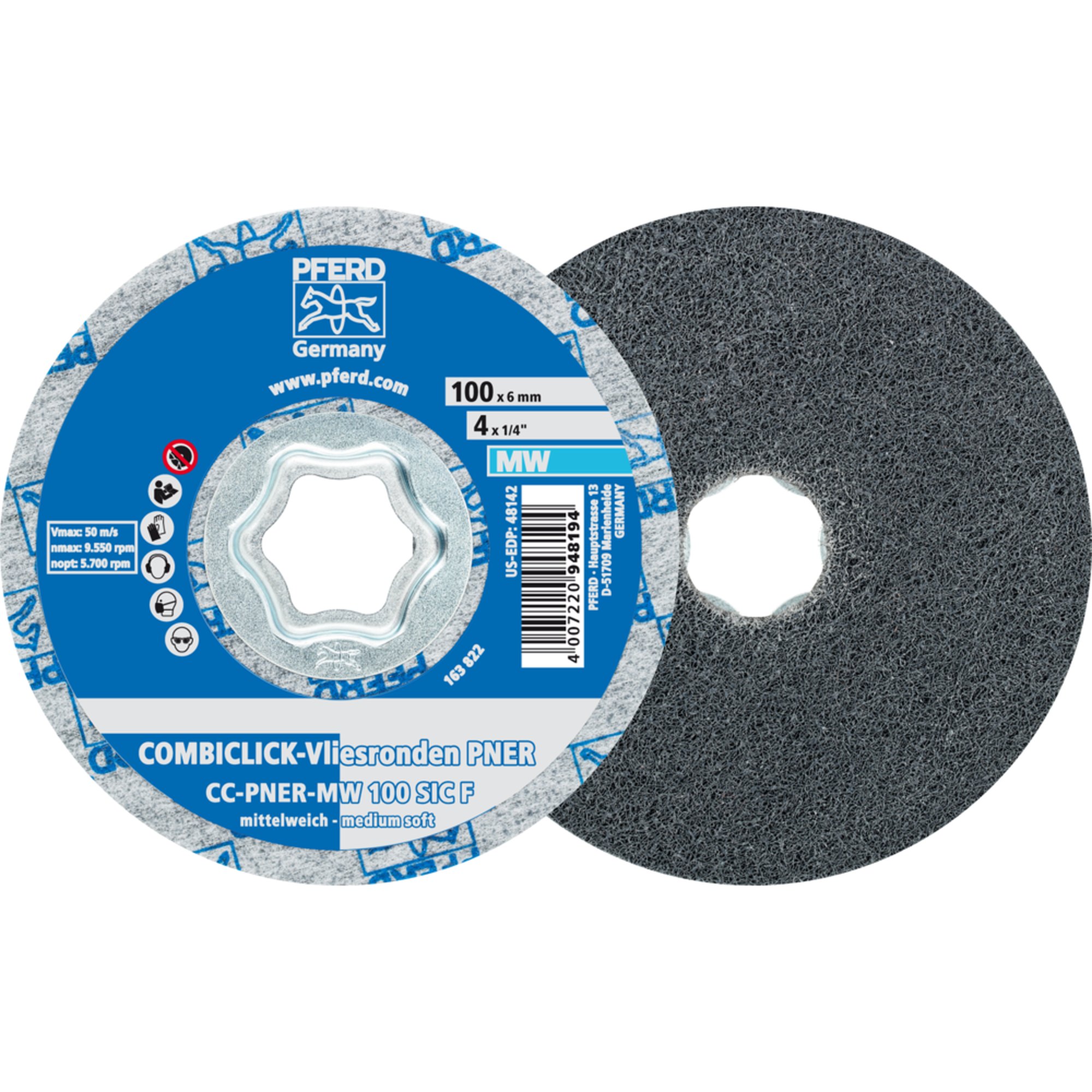 5 x PFERD COMBICLICK Vliesronde CC-PNER MW 100 SiC F