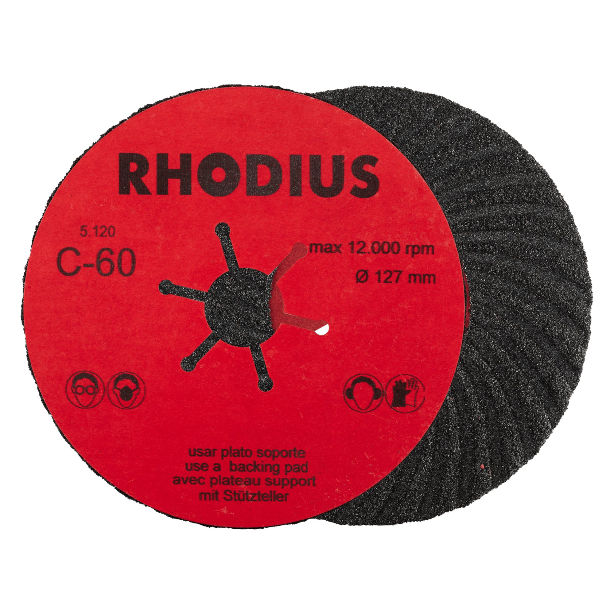 25 x RHODIUS Fiberscheibe Schleifscheibe SFC Ø 125 mm Körnung 60