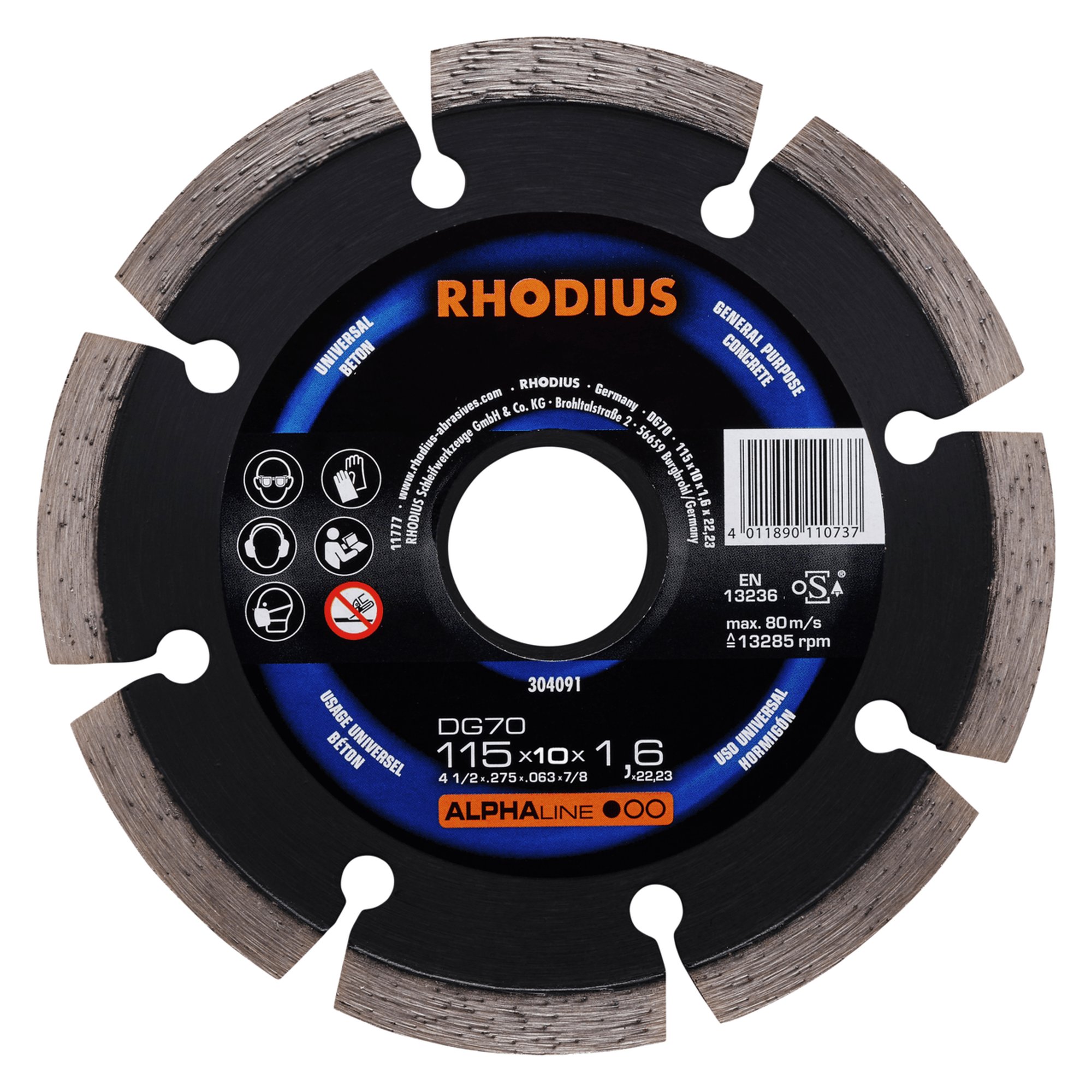 RHODIUS Diamanttrennscheibe DG70 Ø 115 mm