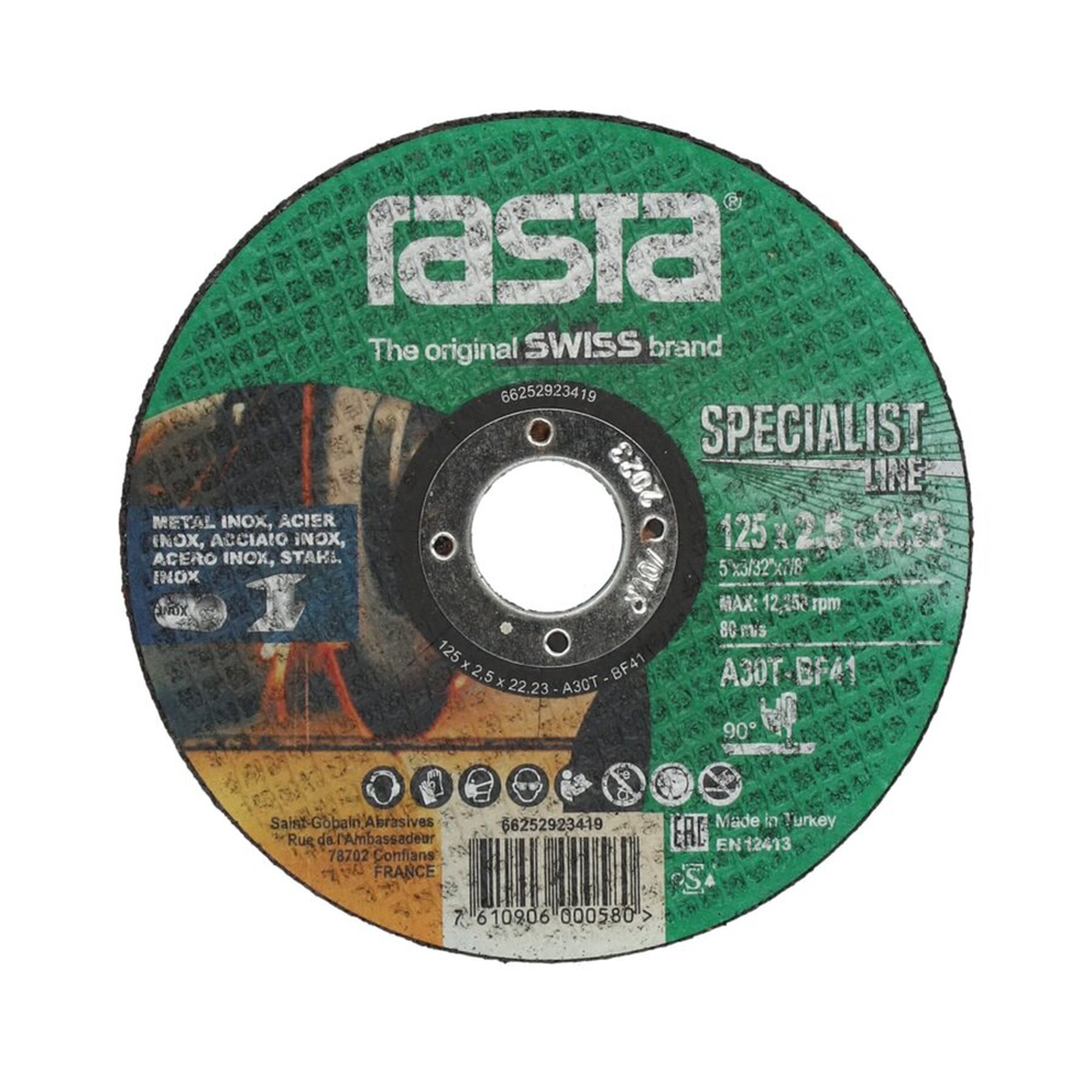 3000 x Norton Trennscheibe für Metall/Inox 125x2.5x22.23mm Rasta Specialist Line