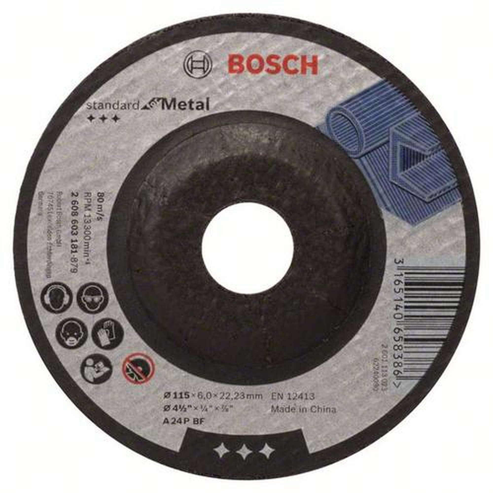 10x BOSCH Schruppscheibe gekröpft, Standard für Metall A 24 P BF, Ø 115 x 6 mm