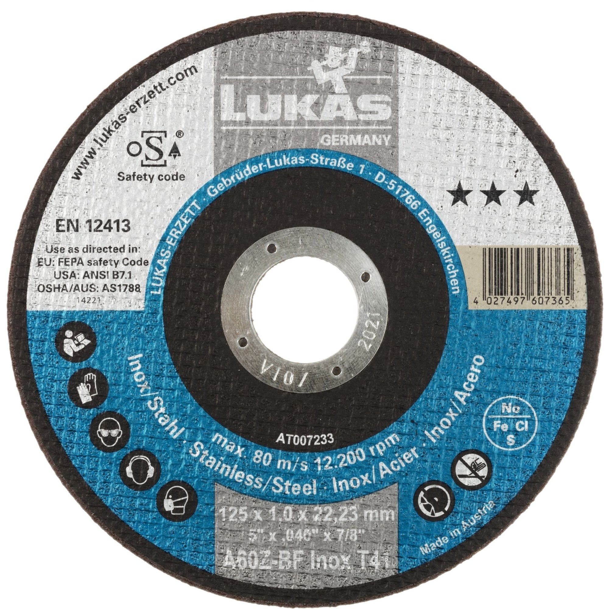 50x LUKAS Trennscheibe T41 für Edelstahl 150x1.2 mm gerade A60Z-BF